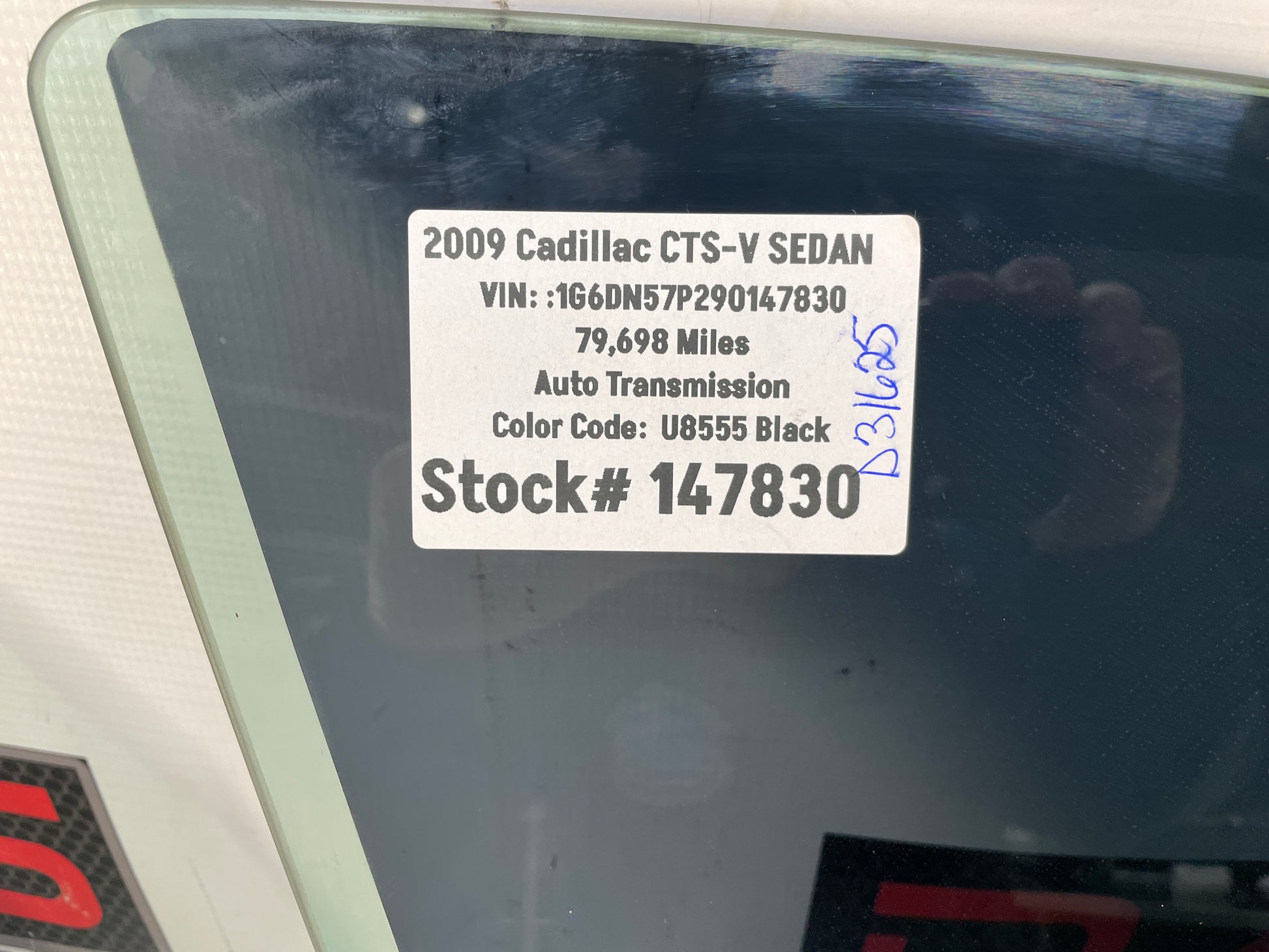 2009 Cadillac CTS-V Sedan RH Passenger Front Door Window Glass OEM - Day's Parts Yard