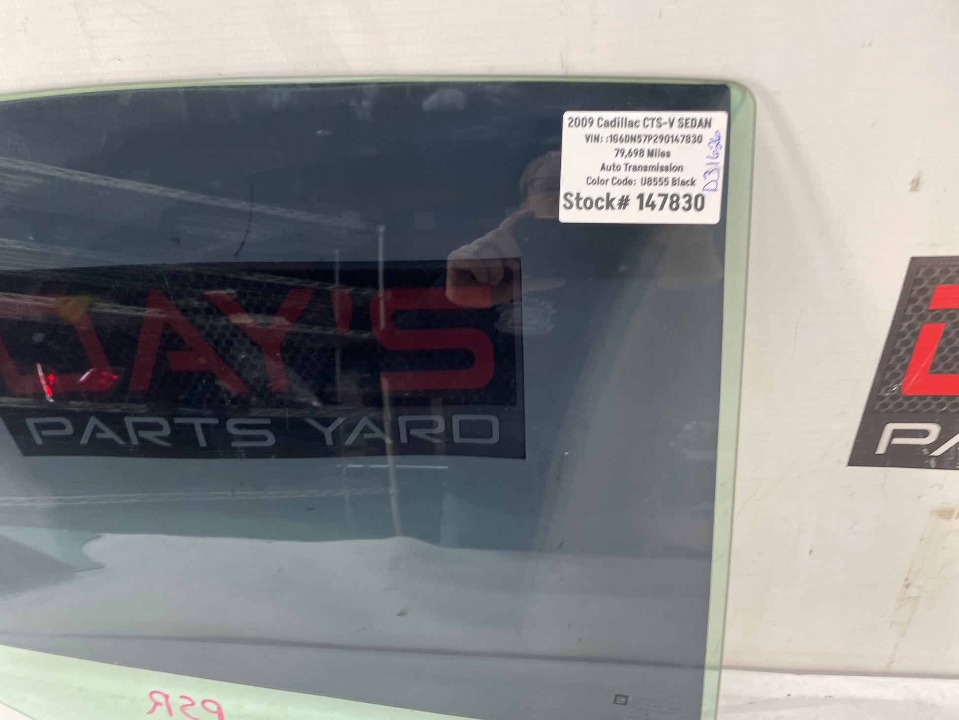 2009 Cadillac CTS-V Sedan RH Passenger Rear Door Window Glass OEM - Day's Parts Yard