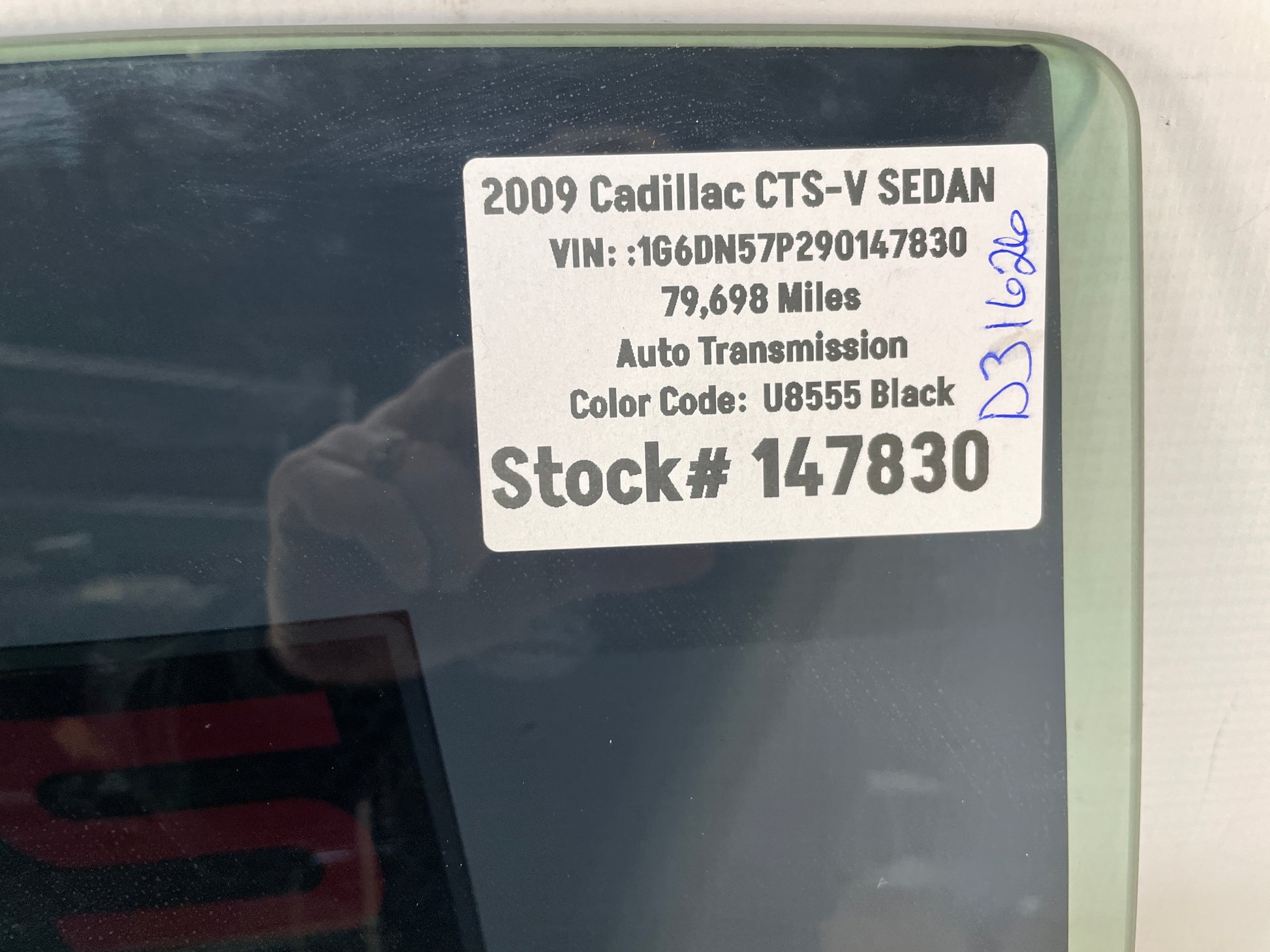 2009 Cadillac CTS-V Sedan RH Passenger Rear Door Window Glass OEM - Day's Parts Yard