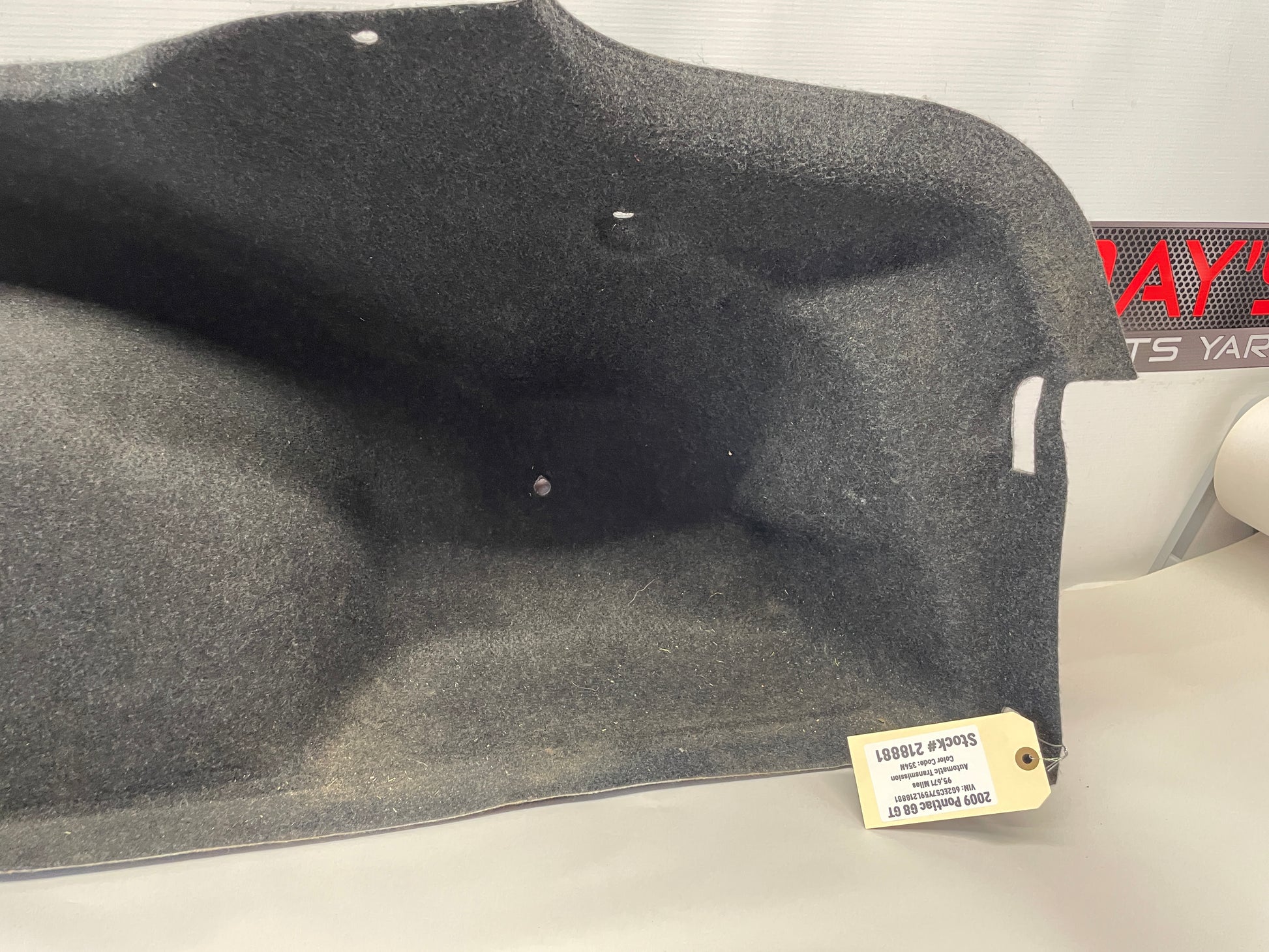 2009 Pontiac G8 GT RH Passenger Trunk Cargo Carpet Felt Cover OEM - Day's Parts Yard