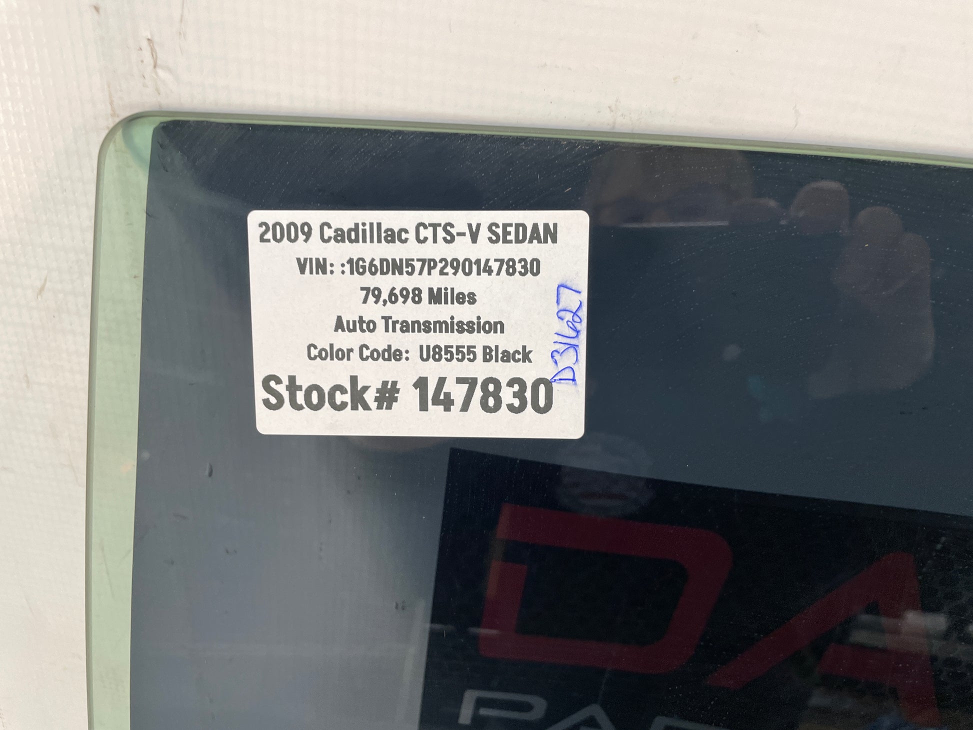 2009 Cadillac CTS-V Sedan LH Driver Rear Door Window Glass OEM - Day's Parts Yard