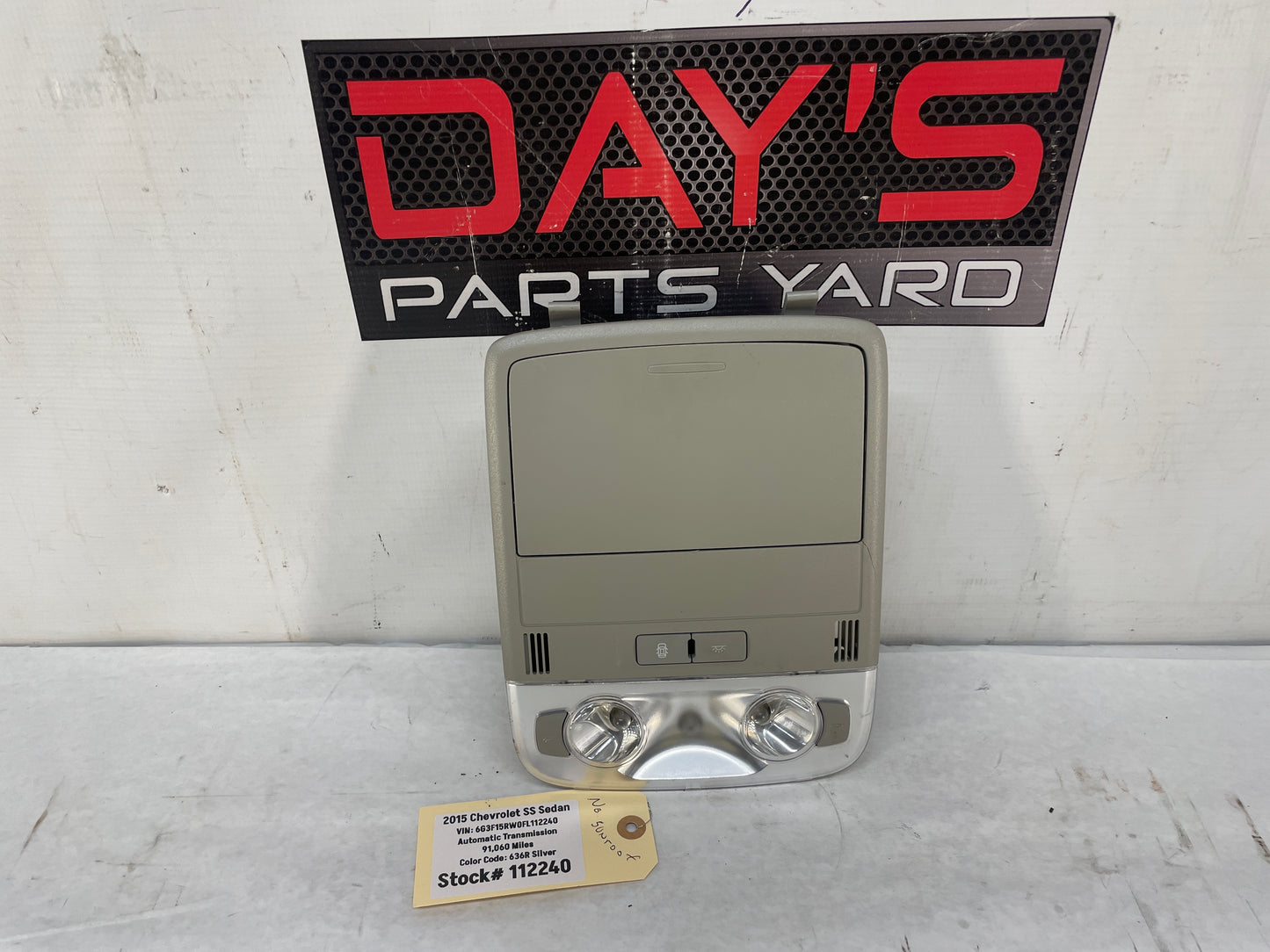 2015 Chevy SS Sedan Hardtop Overhead Console Dome Light Controls OEM