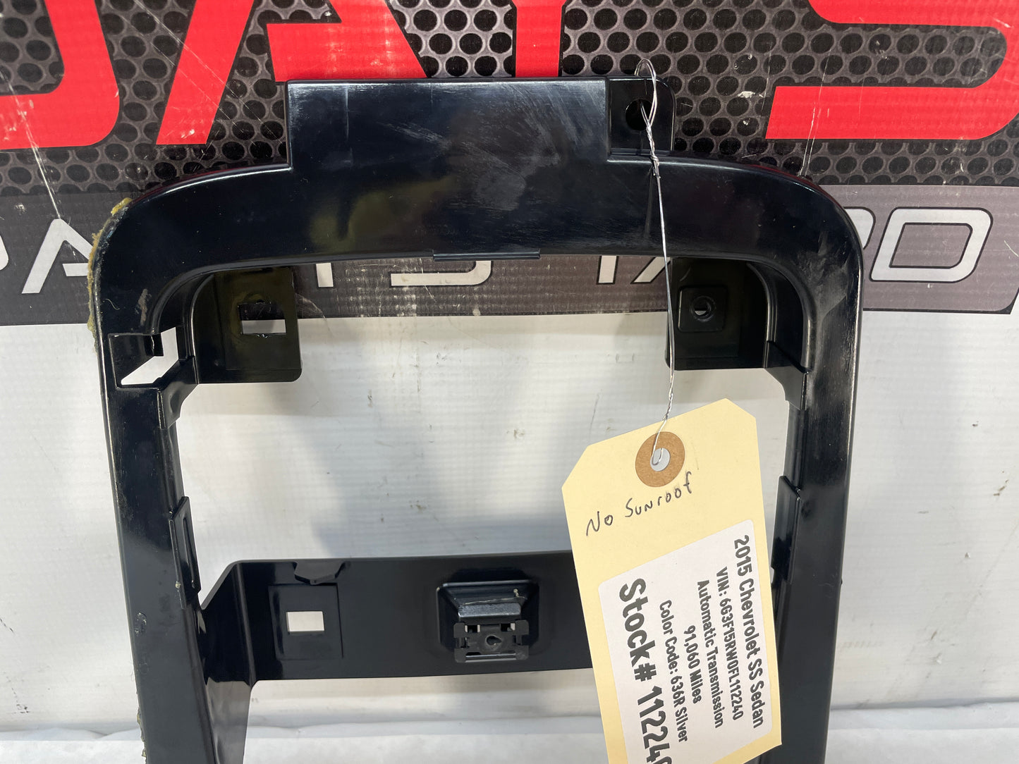 2015 Chevy SS Sedan Hardtop Over Head Console Dome Light Frame Bracket Bezel OEM