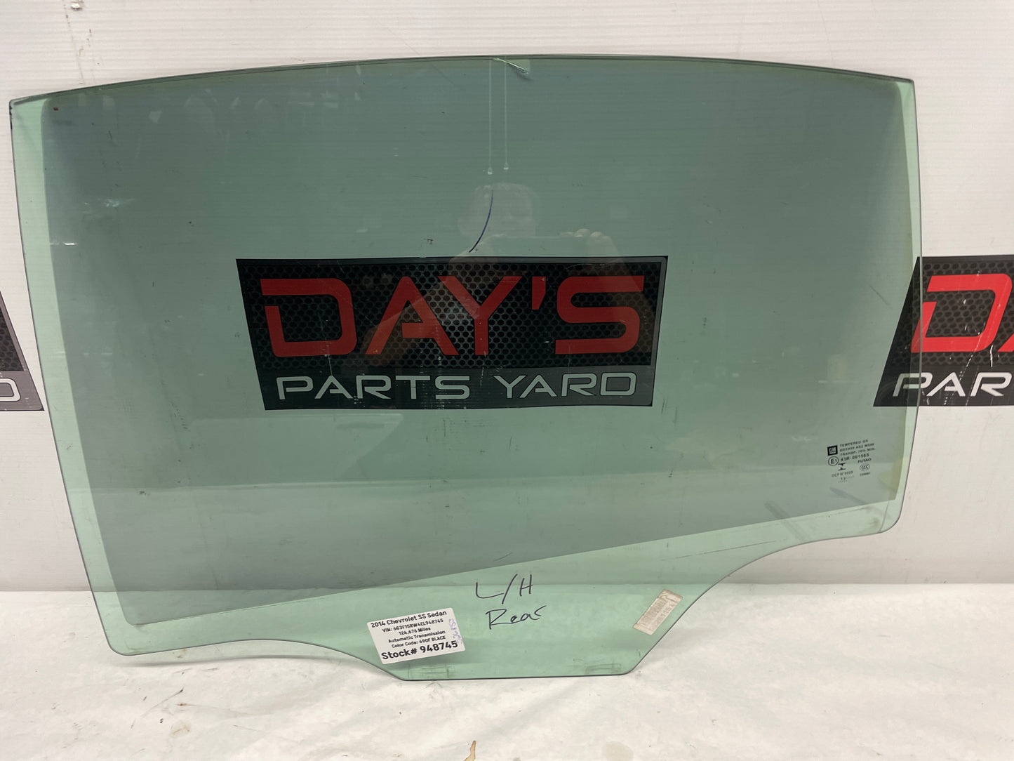 2014 Chevy SS Sedan LH Driver Rear Door Window Glass OEM