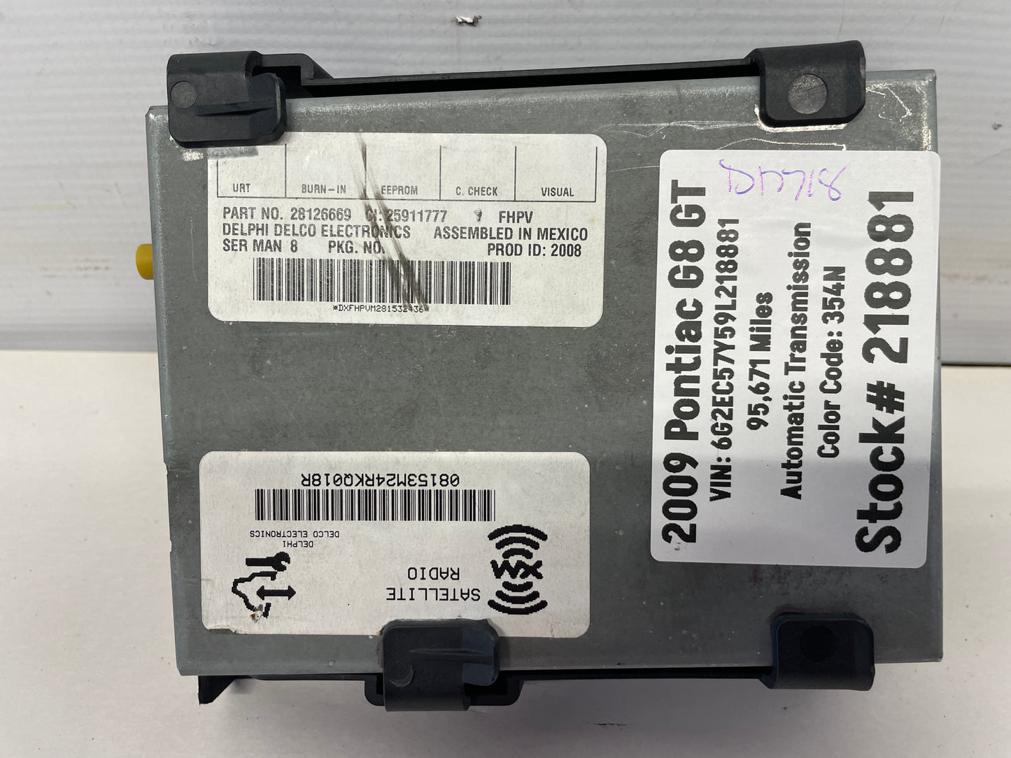 2009 Pontiac G8 GT Satellite Radio Receiver Module OEM - Day's Parts Yard