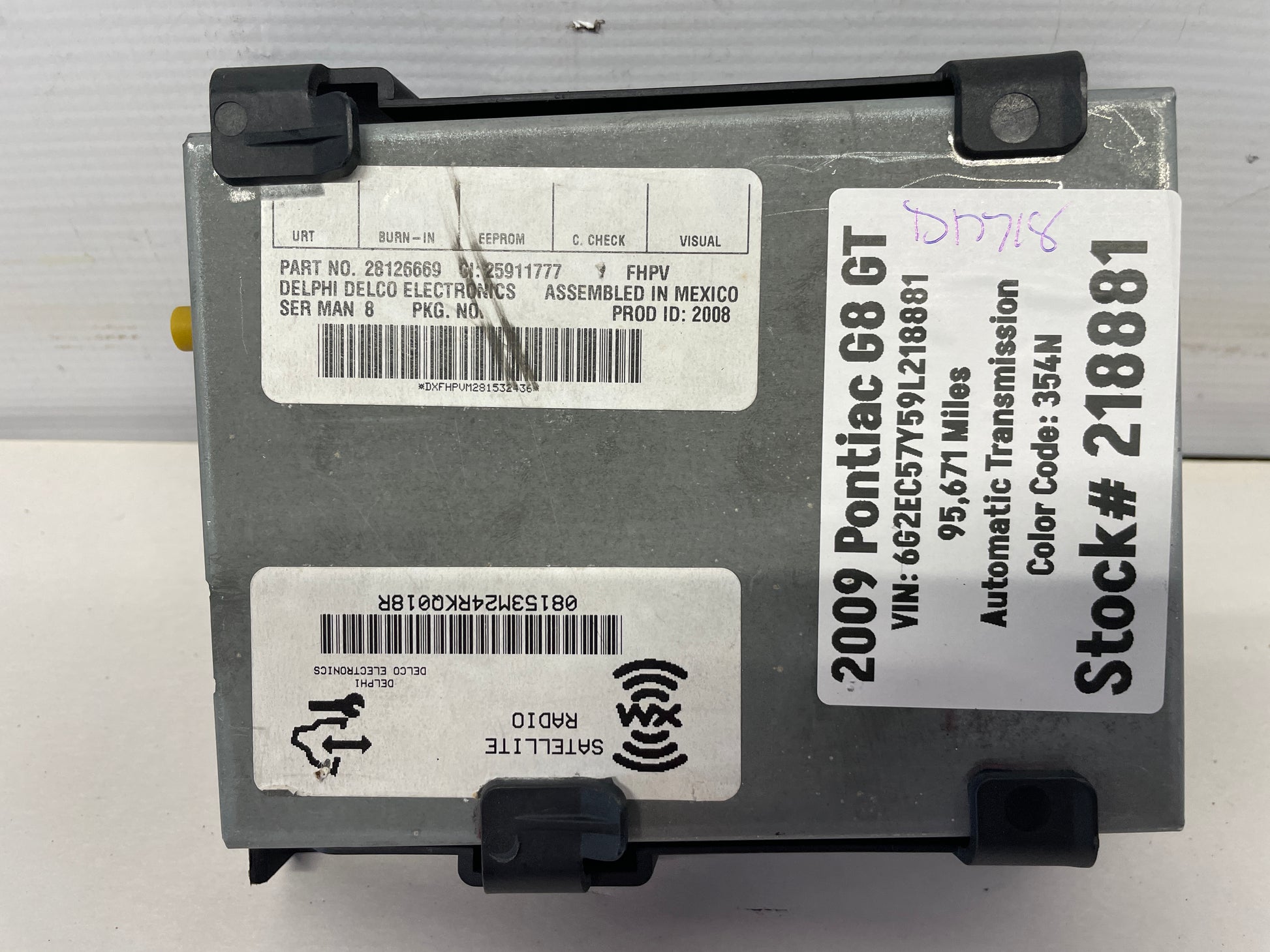 2009 Pontiac G8 GT Satellite Radio Receiver Module OEM - Day's Parts Yard
