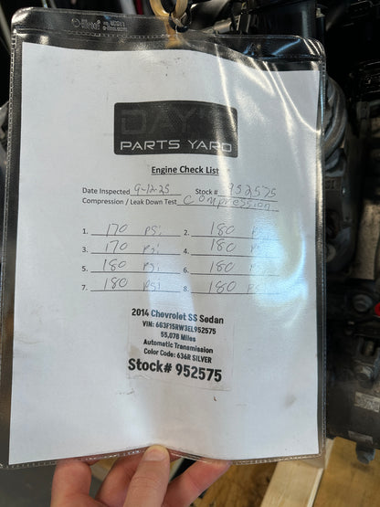 6.2L LS3 Engine 6L80 Automatic Transmission Drivetrain Pullout 415HP 55K