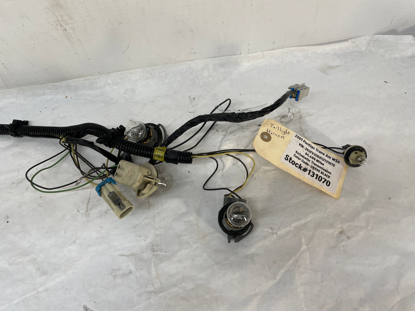 2001 Pontiac Trans AM WS6 Taillight Tail Light Wire Wiring Harness OEM - Day's Parts Yard