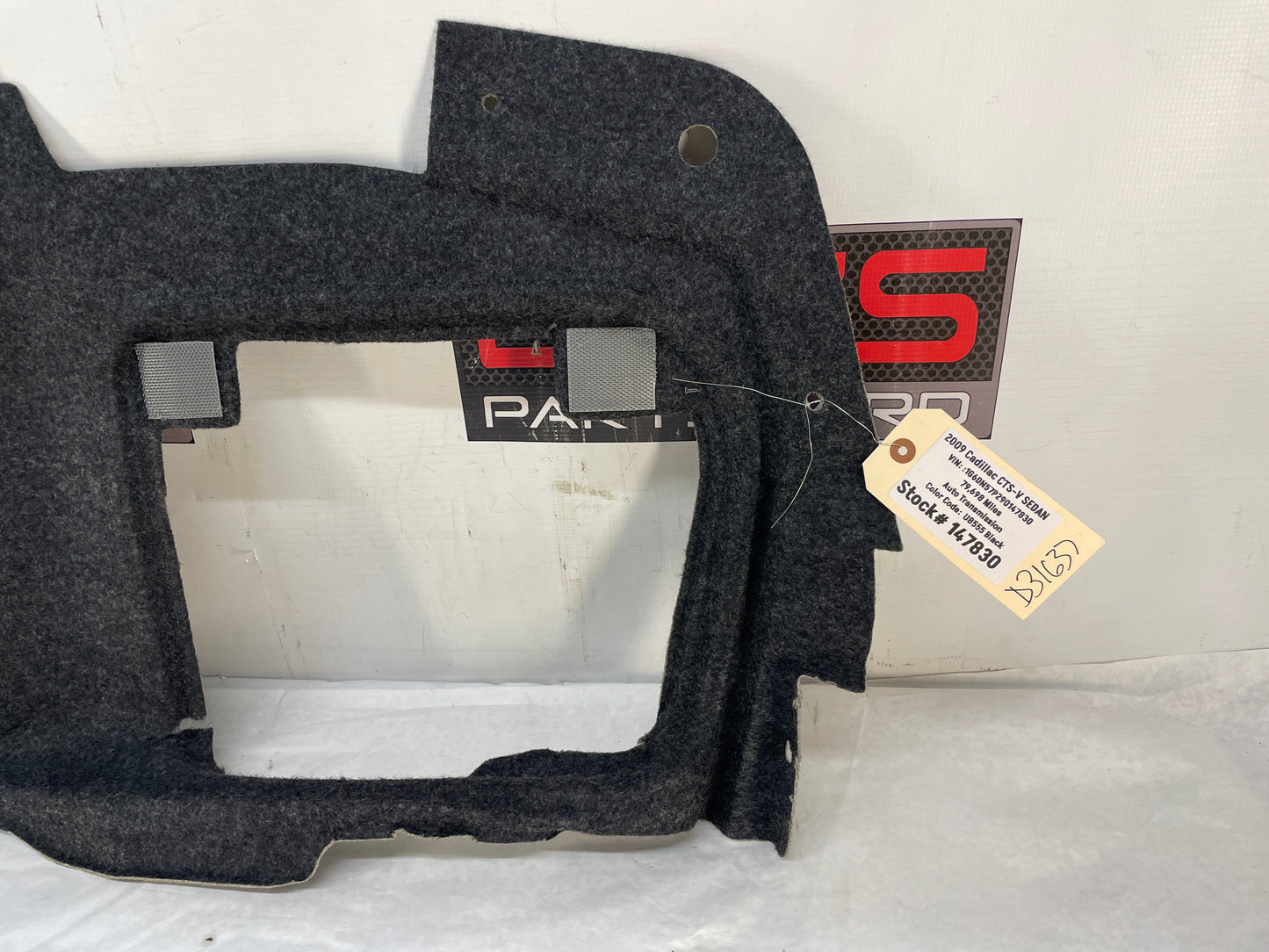2009 Cadillac CTS-V Sedan RH Passenger Interior Quarter Trunk Compartment Carpet Liner OEM - Day's Parts Yard