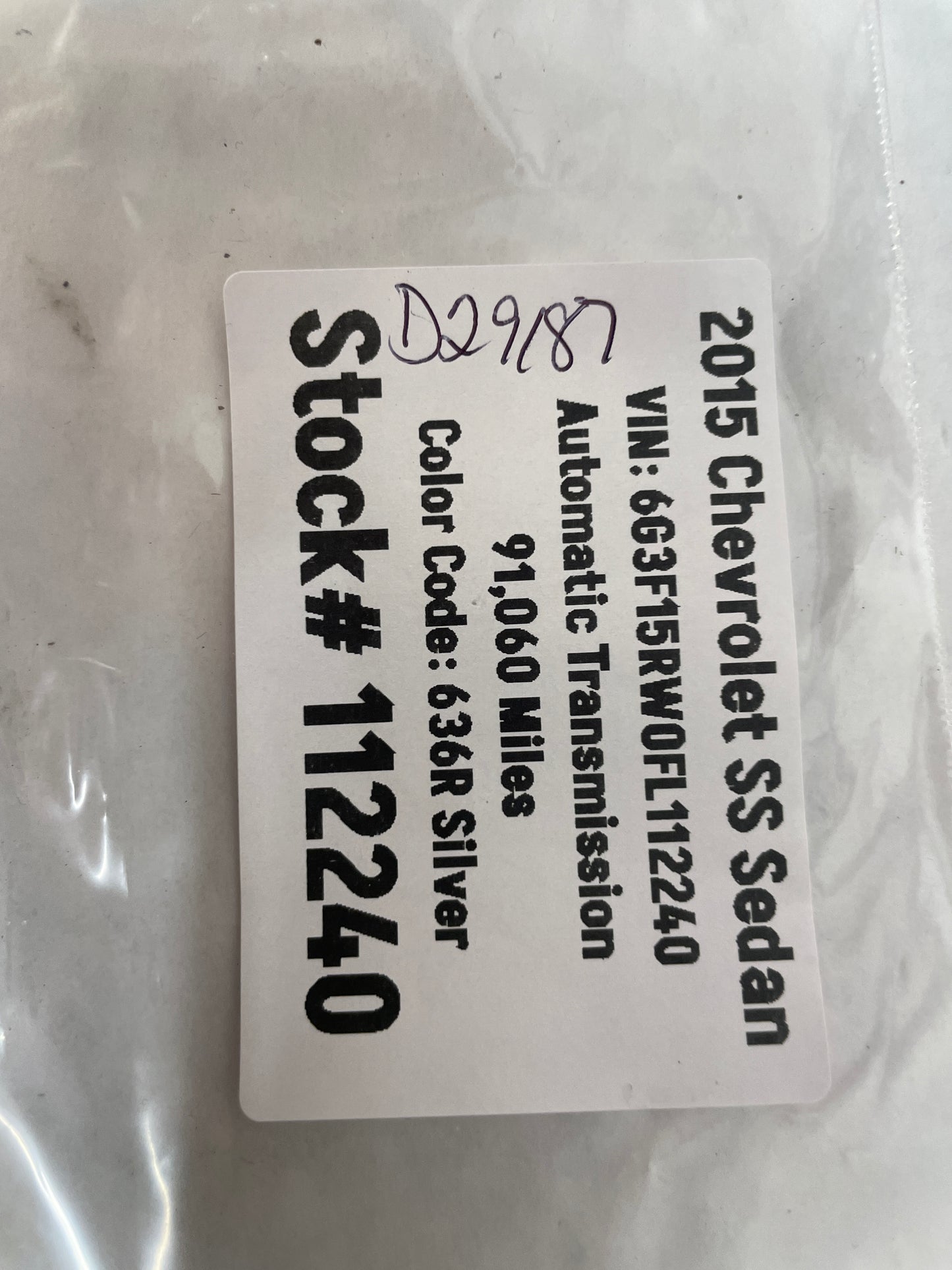 2015 Chevy SS Sedan Trunk Deck Lid SS Emblem OEM