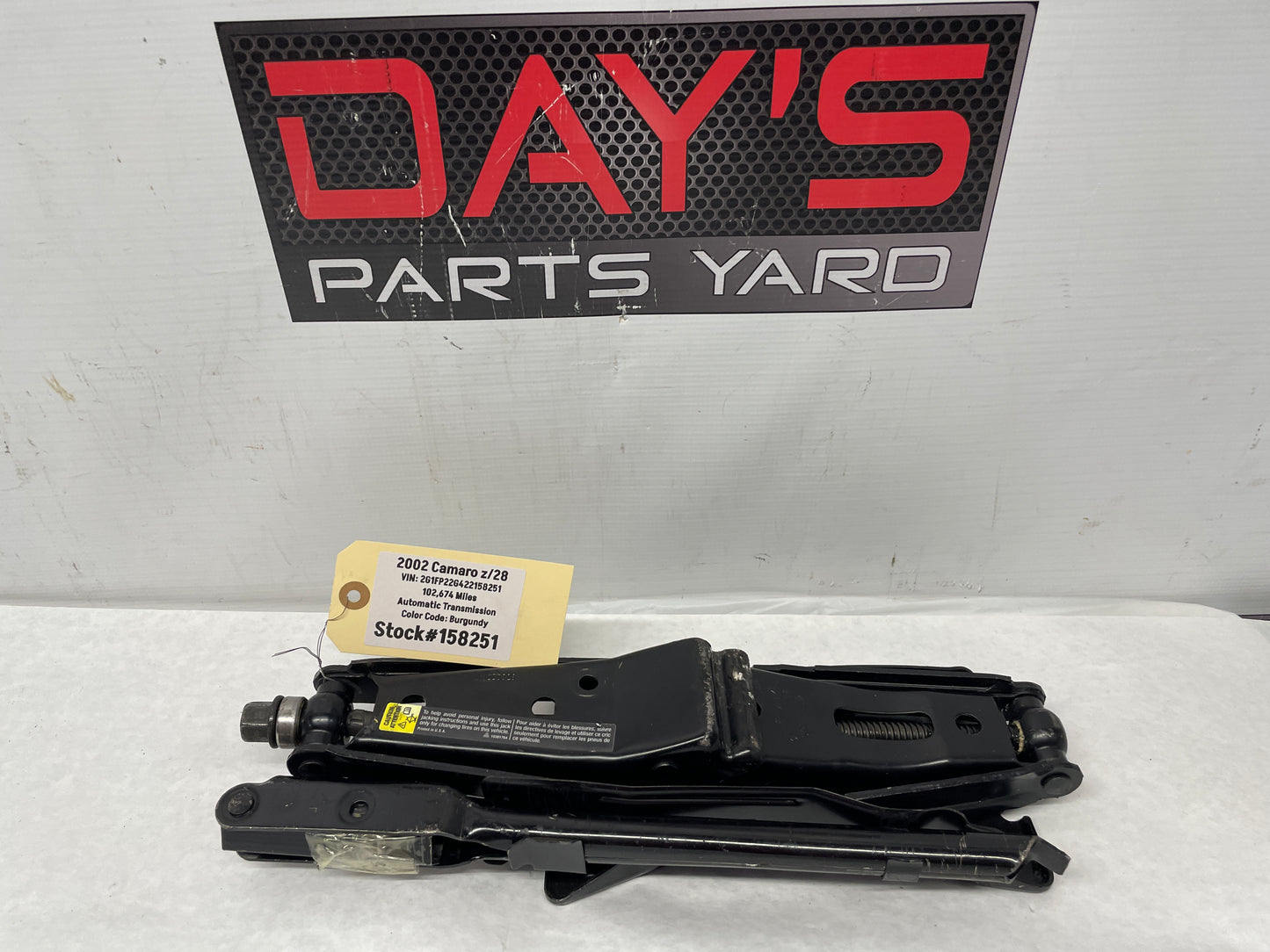 2002 Chevy Camaro Z28 Factory OEM Spare Tire Jack Tool Kit Assembly - Day's Parts Yard