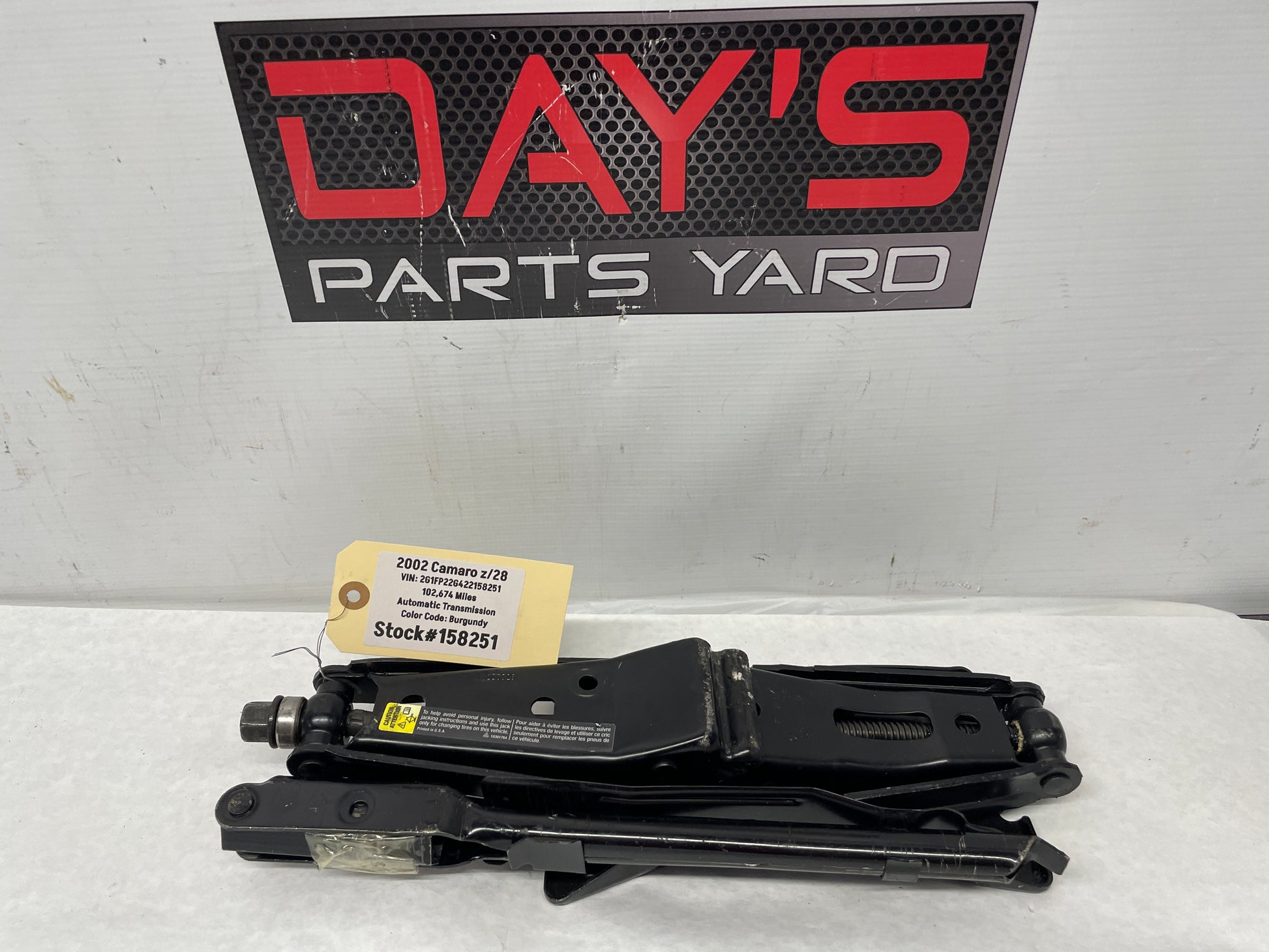 2002 Chevy Camaro Z28 Factory OEM Spare Tire Jack Tool Kit Assembly - Day's Parts Yard