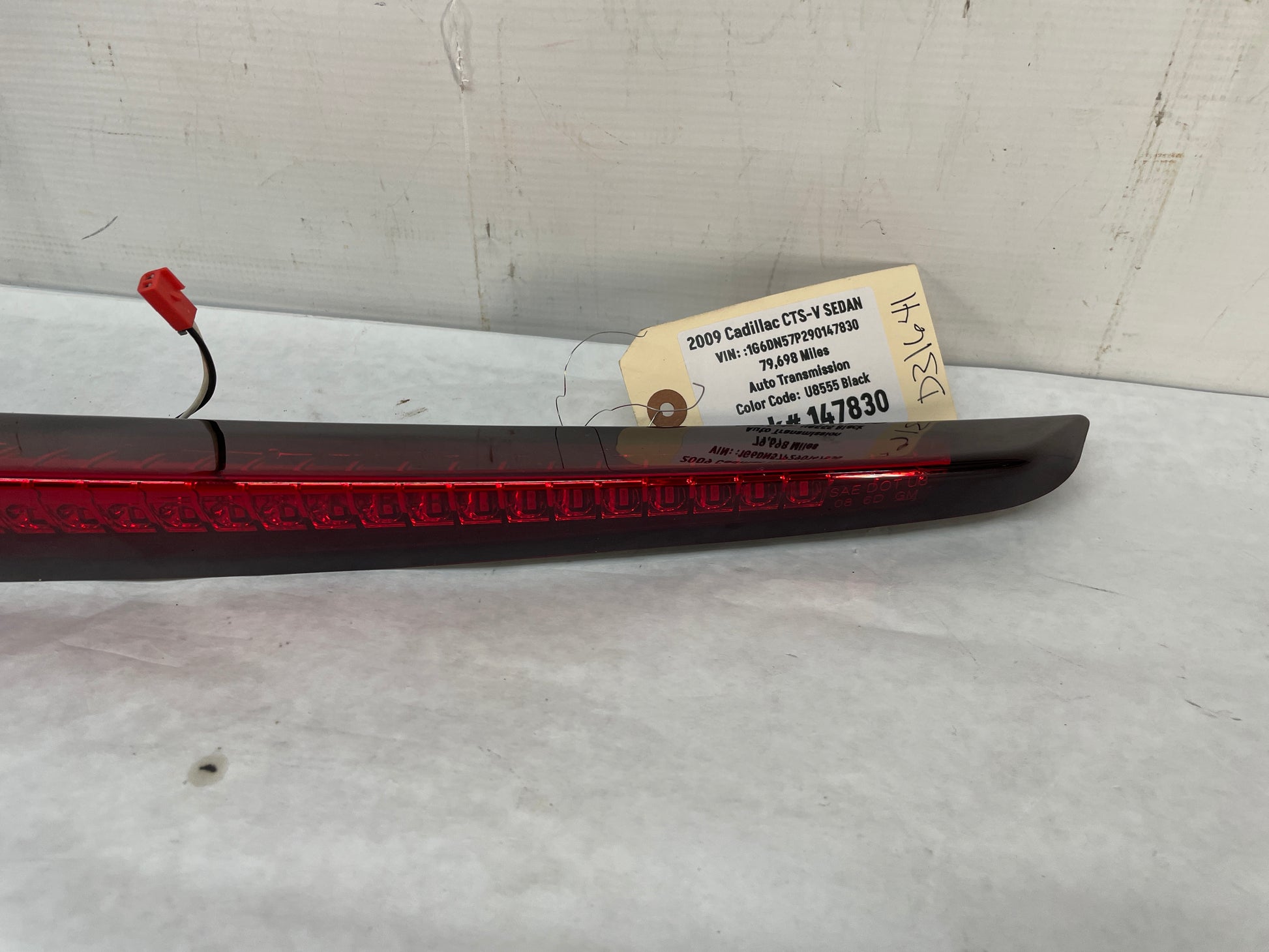 2009 Cadillac CTS-V Sedan Trunk Deck Lid 3rd Third High Mount Brake Tail Light Lamp OEM - Day's Parts Yard