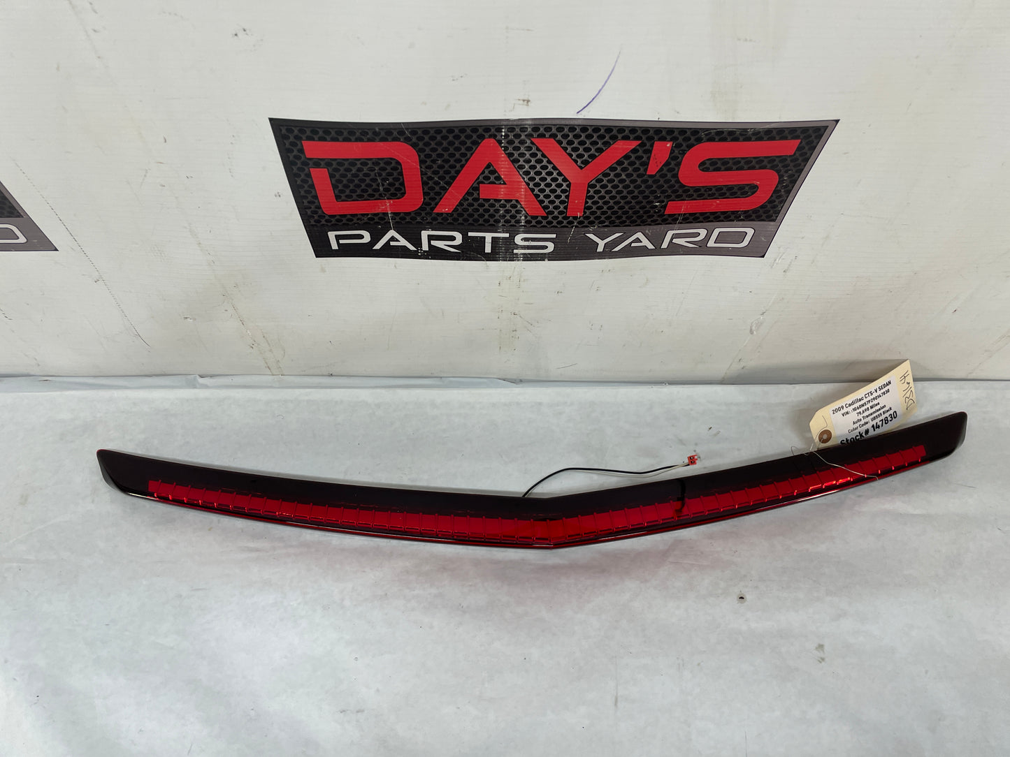 2009 Cadillac CTS-V Sedan Trunk Deck Lid 3rd Third High Mount Brake Tail Light Lamp OEM - Day's Parts Yard