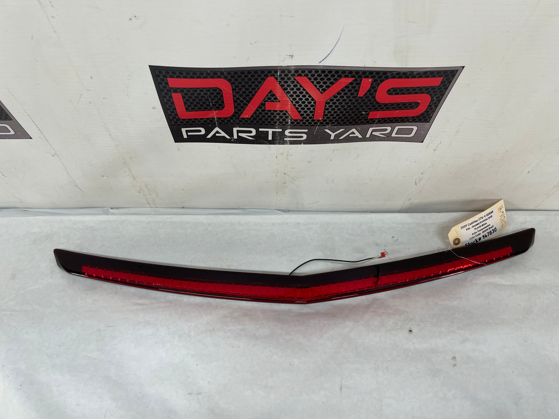 2009 Cadillac CTS-V Sedan Trunk Deck Lid 3rd Third High Mount Brake Tail Light Lamp OEM - Day's Parts Yard
