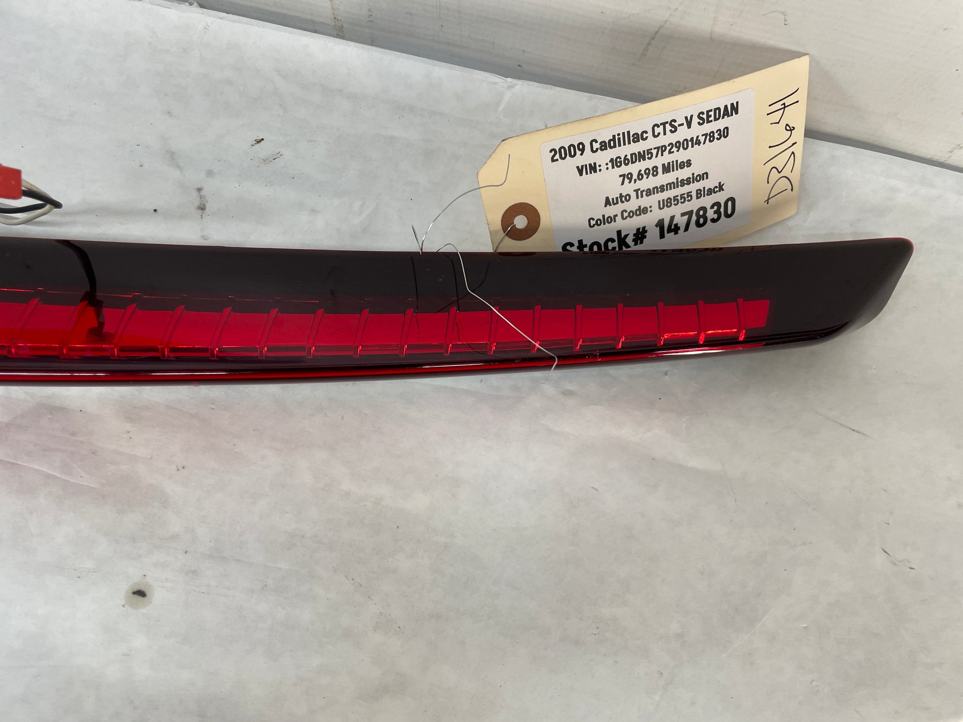 2009 Cadillac CTS-V Sedan Trunk Deck Lid 3rd Third High Mount Brake Tail Light Lamp OEM - Day's Parts Yard