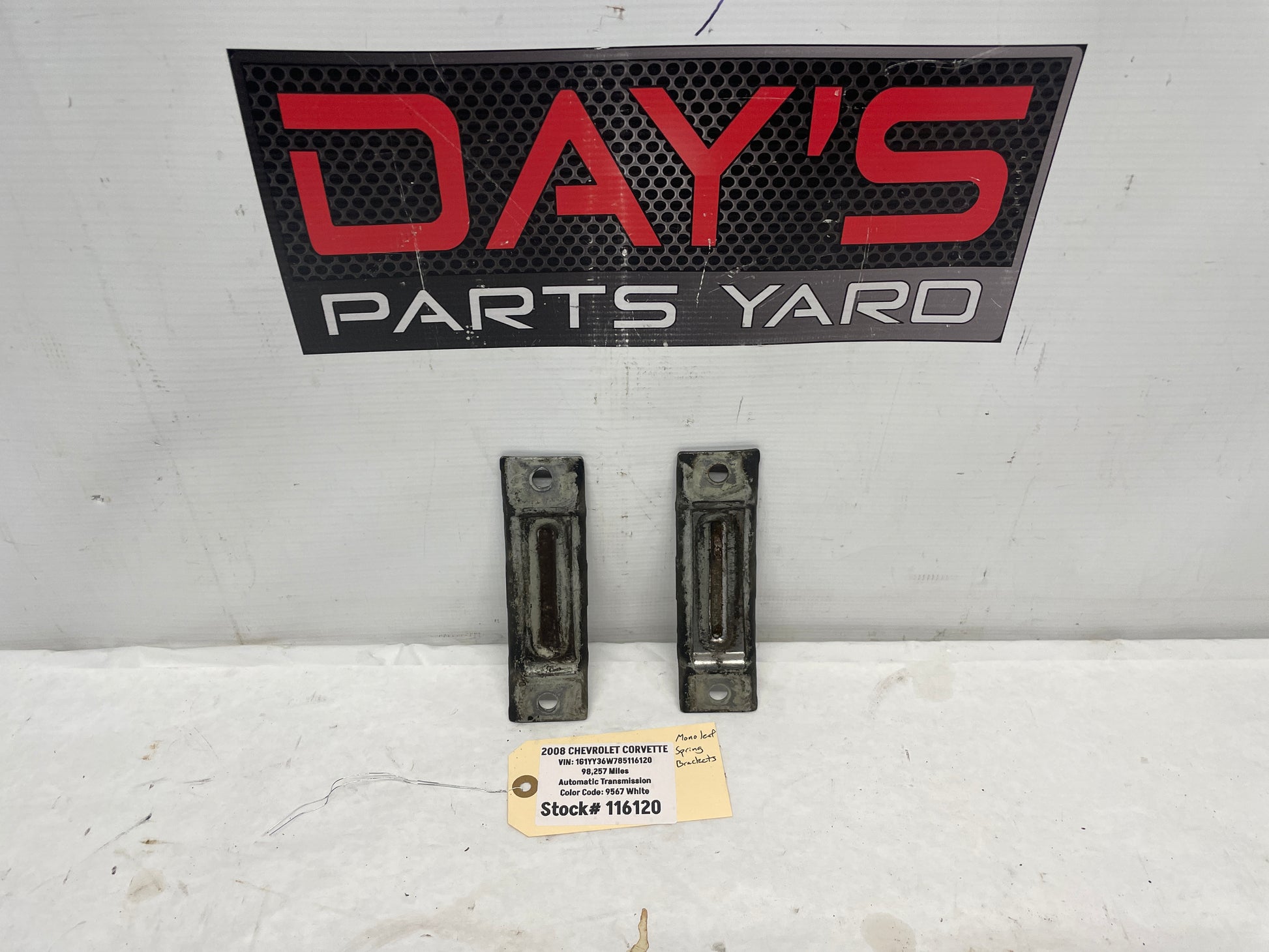 2008 Chevy Corvette RH & LH Front Mono Leaf Brackets OEM - Day's Parts Yard