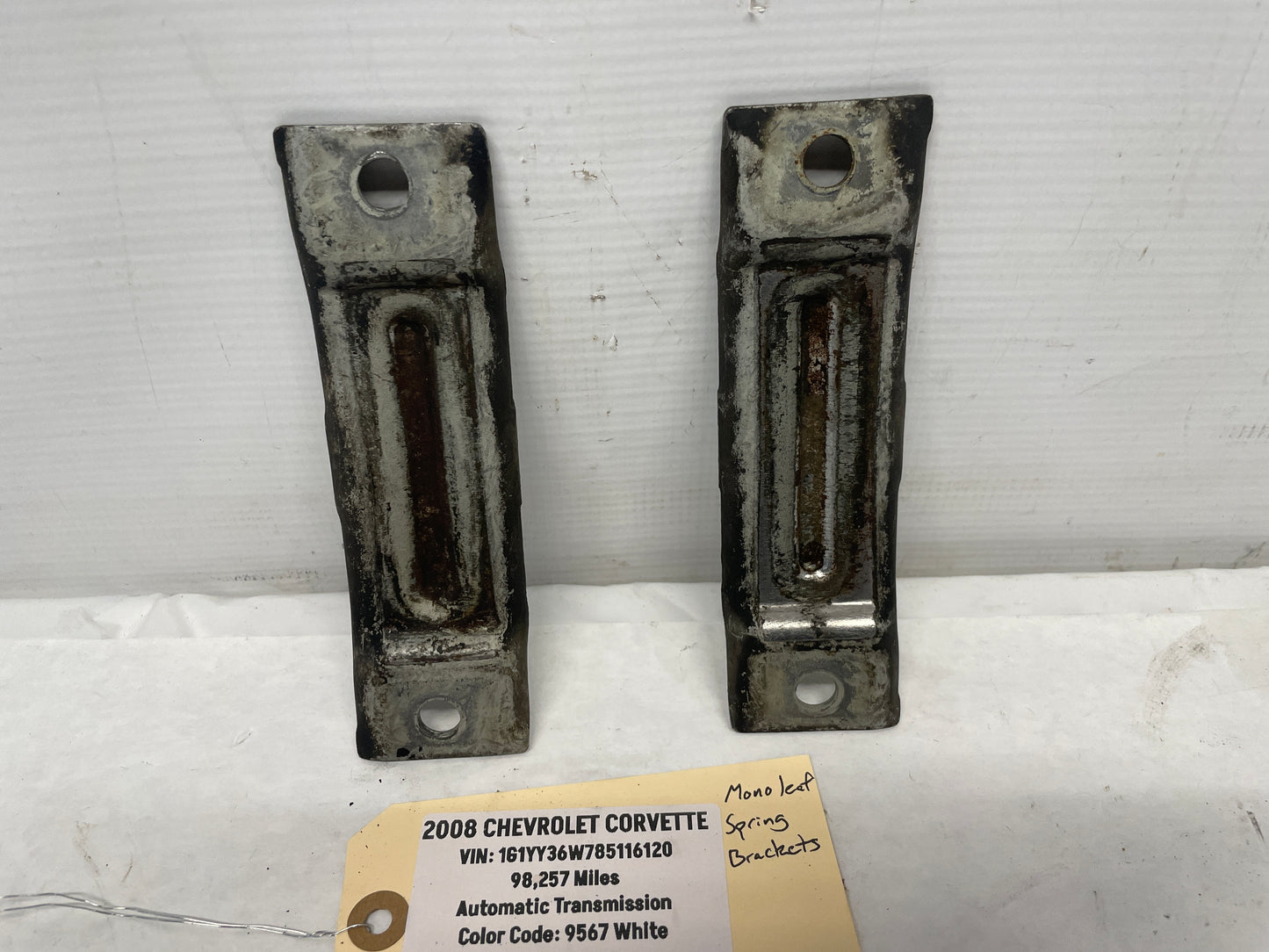 2008 Chevy Corvette RH & LH Front Mono Leaf Brackets OEM - Day's Parts Yard