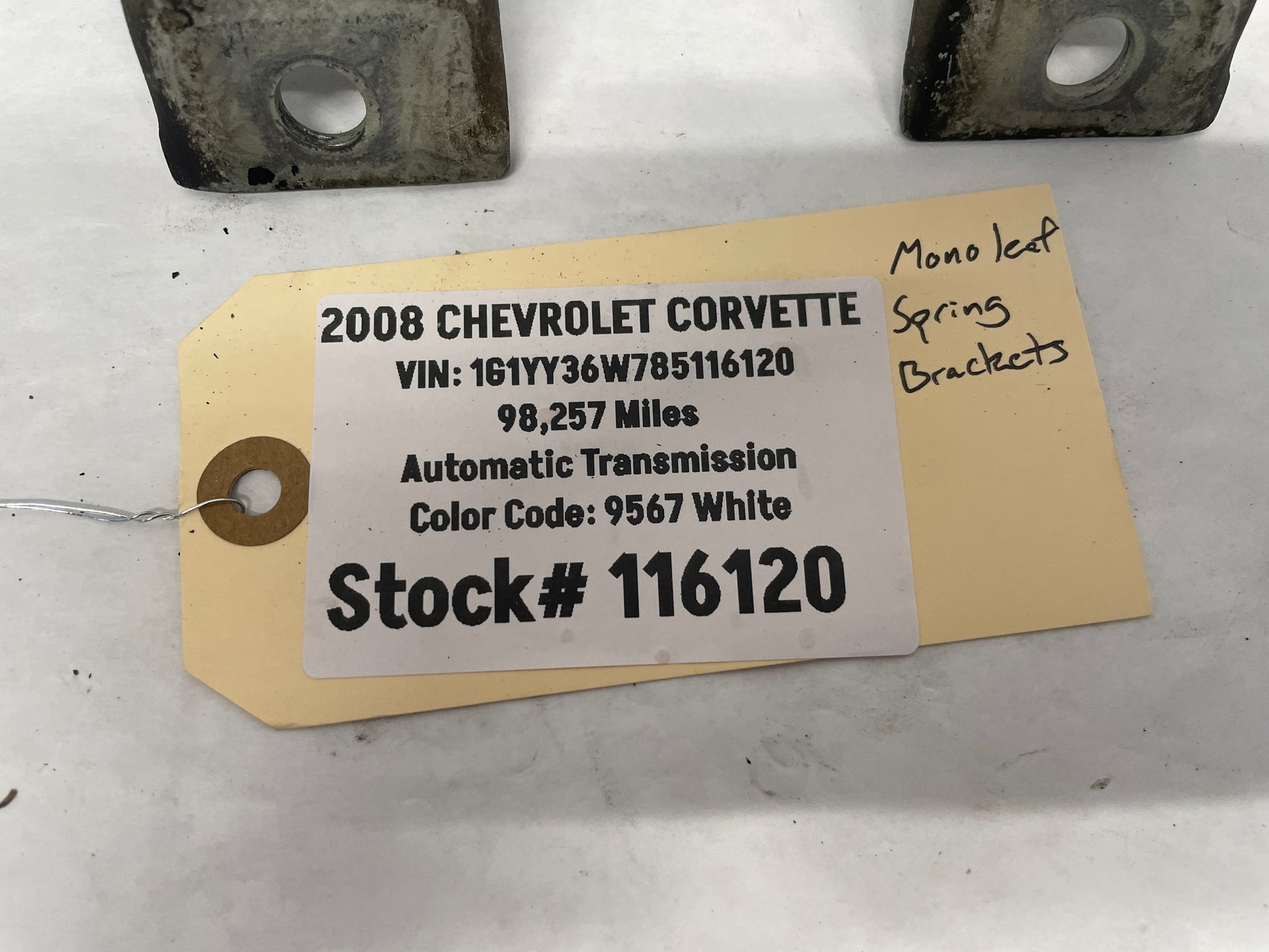 2008 Chevy Corvette RH & LH Front Mono Leaf Brackets OEM - Day's Parts Yard