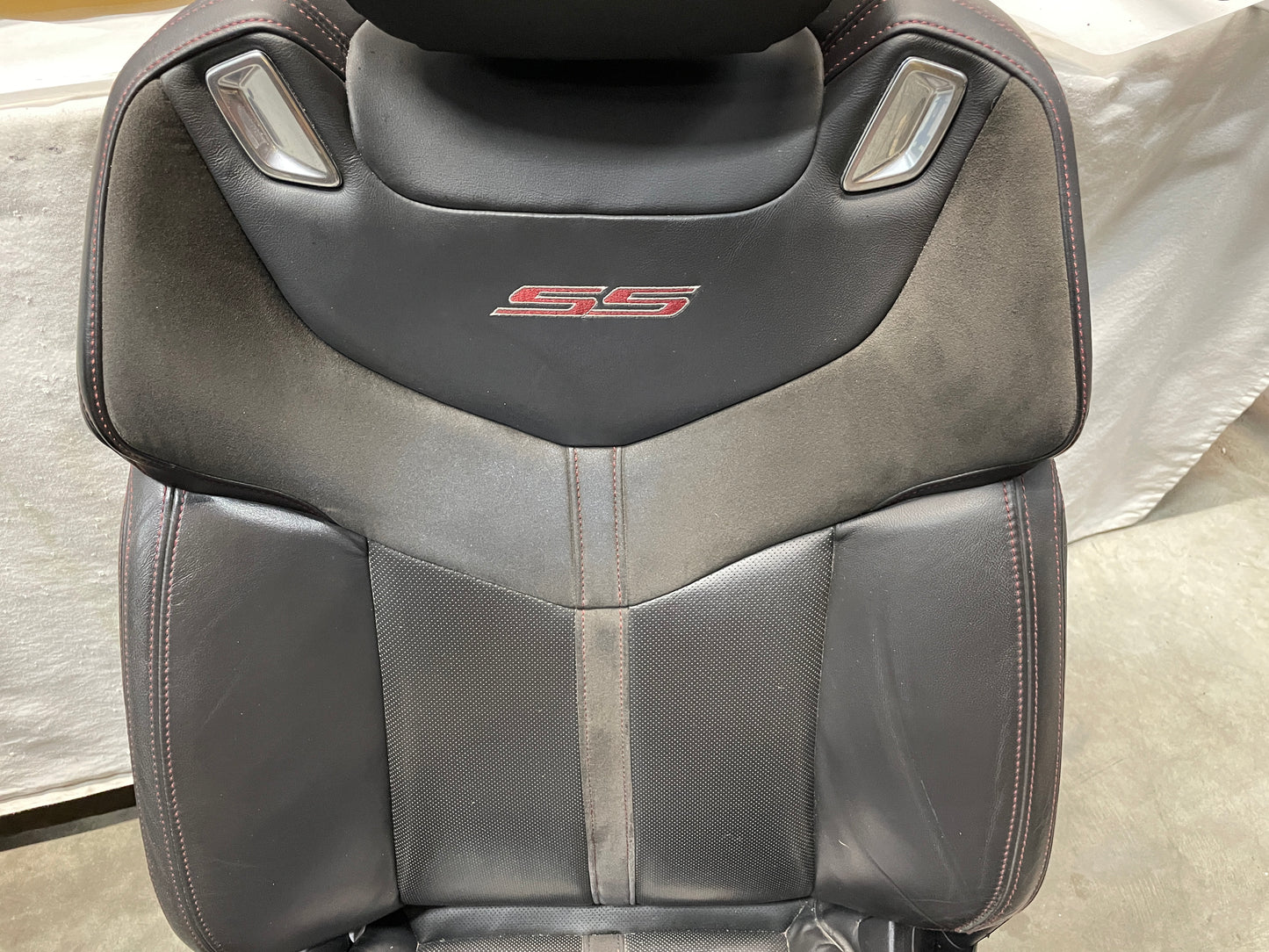 2017 Chevy SS Sedan Front LH Driver Seat Black Leather Alcantara Suede OEM