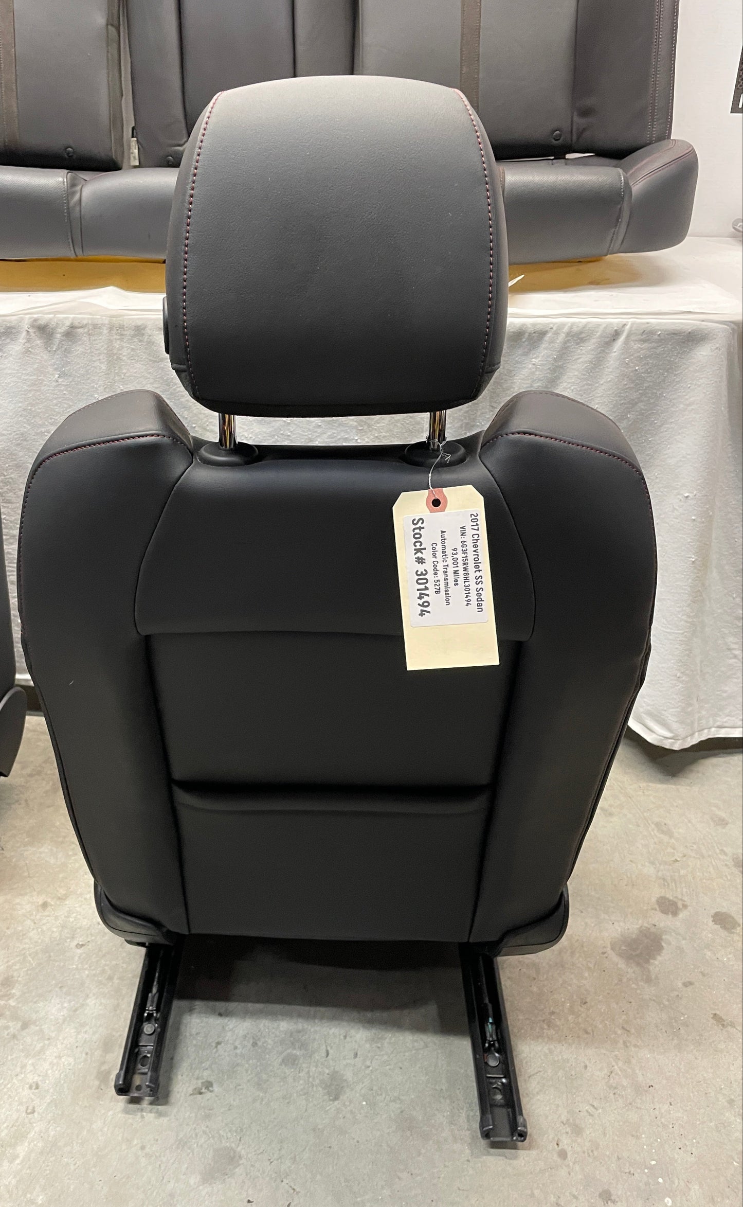 2017 Chevy SS Sedan Front LH Driver Seat Black Leather Alcantara Suede OEM