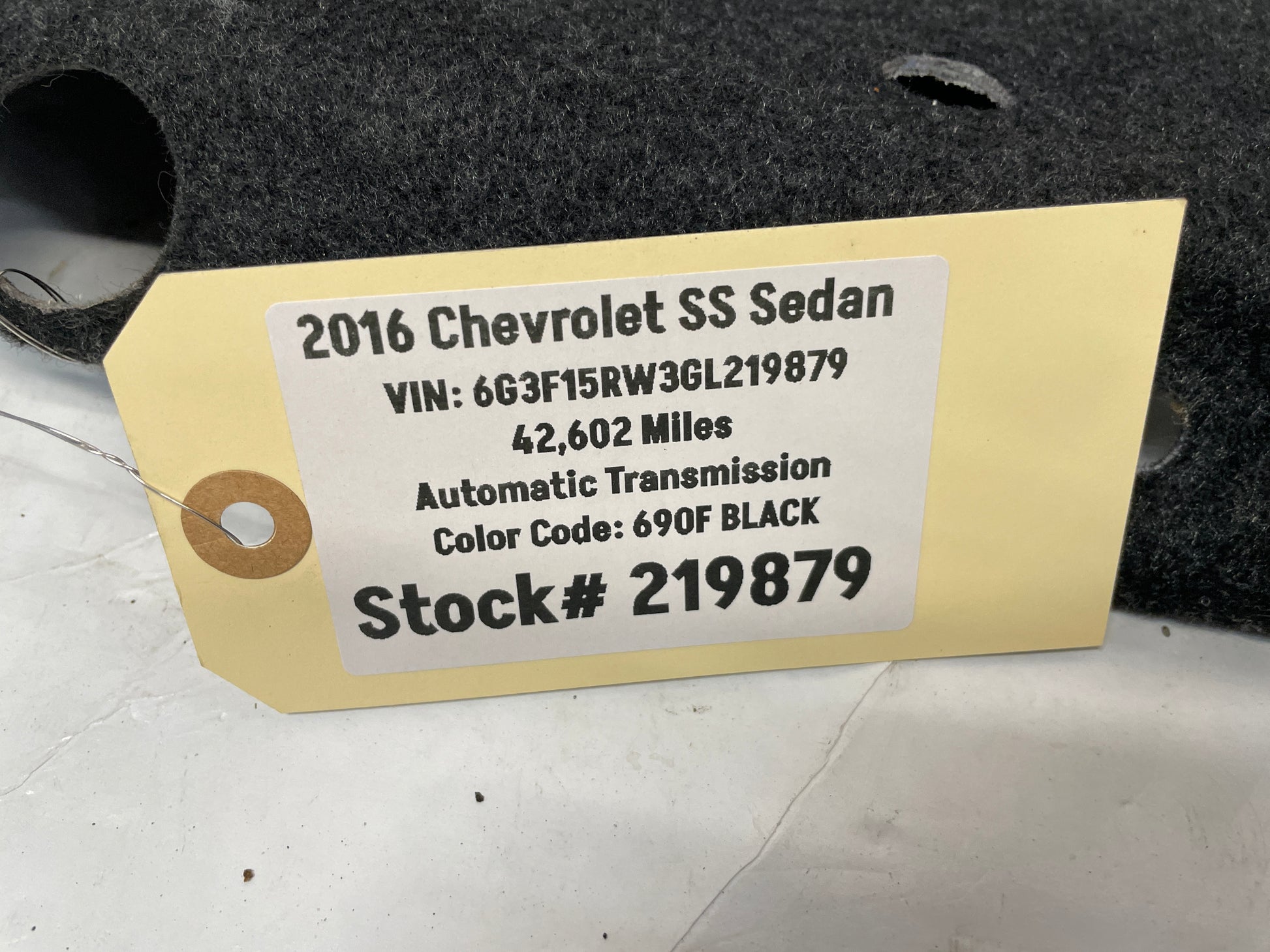 2016 Chevy SS Sedan Trunk Deck Lid Liner Carpet Felt OEM - Day's Parts Yard