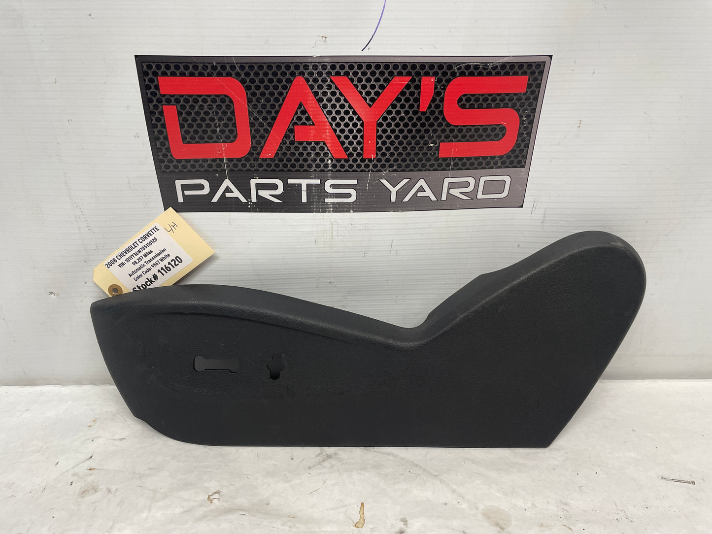 2008 Chevy Corvette LH Driver Seat Side Panel Trim OEM - Day's Parts Yard