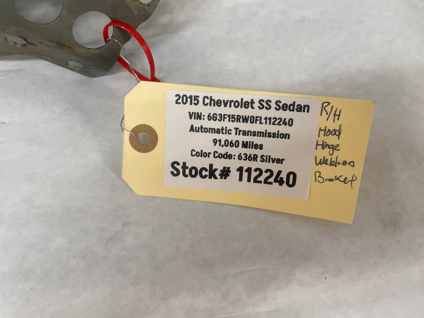 2015 Chevy SS Sedan RH Passenger Weld On Hood Hinge Brackets OEM