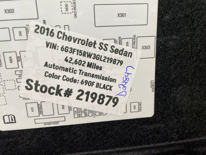 2016 SS Sedan Battery Stowage Access Hole Door Trim Felt Carpet OEM - Day's Parts Yard