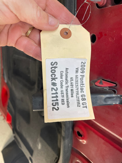 2009 Pontiac G8 GT Hood Assembly Red OEM - Day's Parts Yard