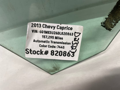 2013 Chevy Caprice LH Driver Front Door Window Glass OEM - Day's Parts Yard