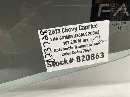 2013 Chevy Caprice LH Driver Rear Door Window Glass OEM - Day's Parts Yard