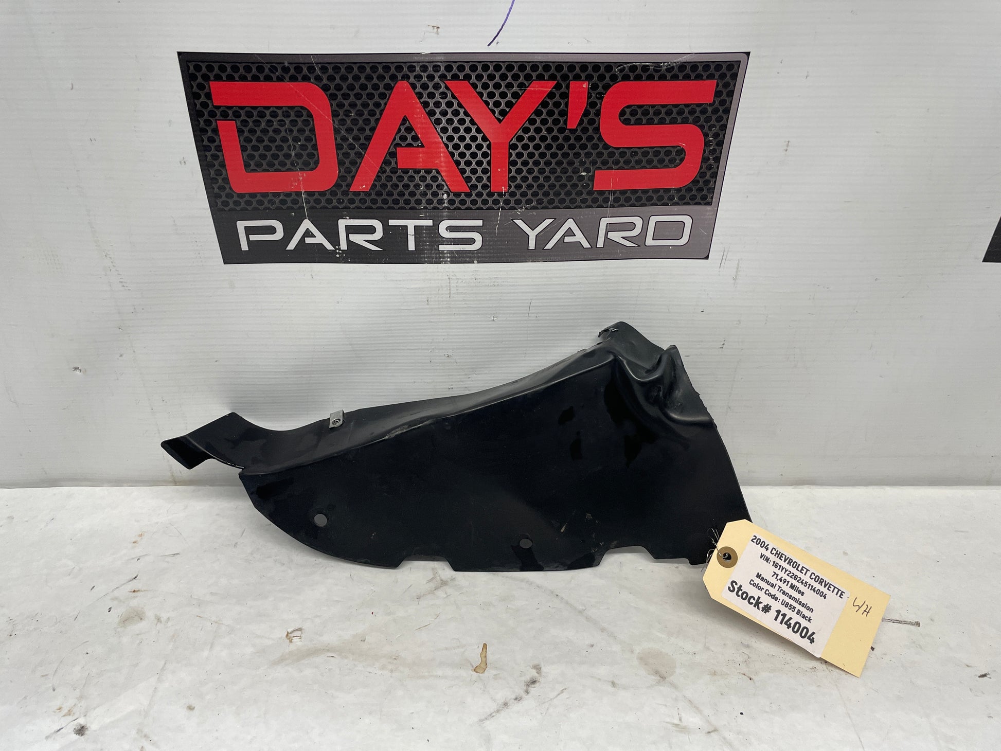 2004 Chevy C5 Corvette LH Driver Front Bumper Lower Splash Shield Outer Panel OEM - Day's Parts Yard