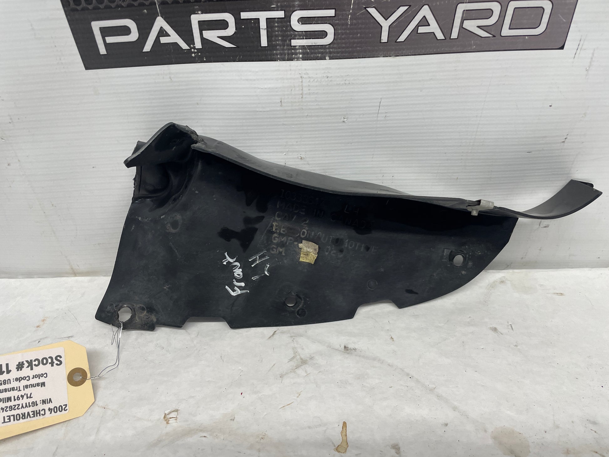 2004 Chevy C5 Corvette LH Driver Front Bumper Lower Splash Shield Outer Panel OEM - Day's Parts Yard