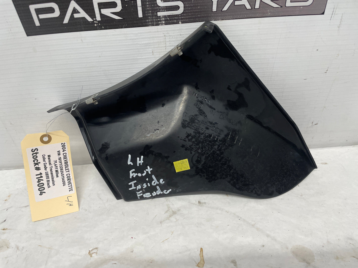 2004 Chevy C5 Corvette LH Driver Front Fender Lower Insert Panel OEM - Day's Parts Yard