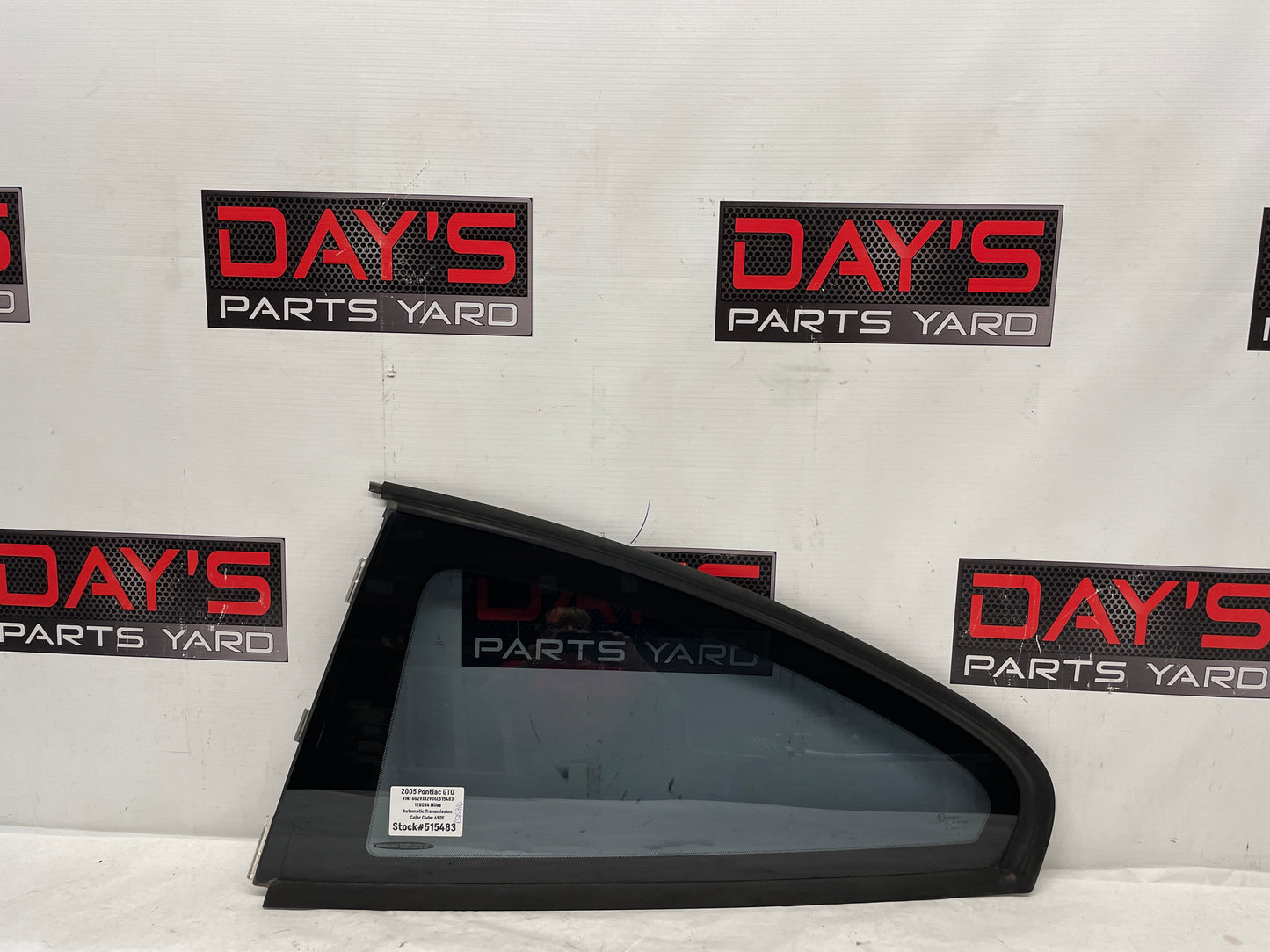 2006 Pontiac GTO LH Driver Rear Quarter Window Glass OEM - Day's Parts Yard
