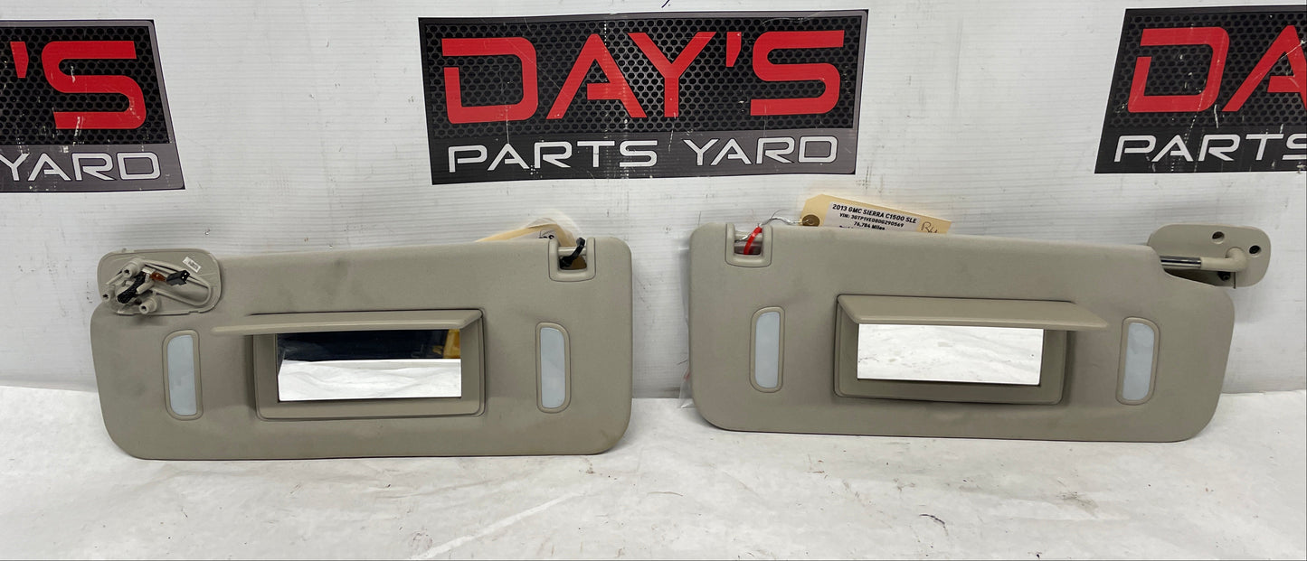 2013 GMC Sierra C1500 SLE RH & LH Sunvisor Sun Visor w/ Clips OEM - Day's Parts Yard