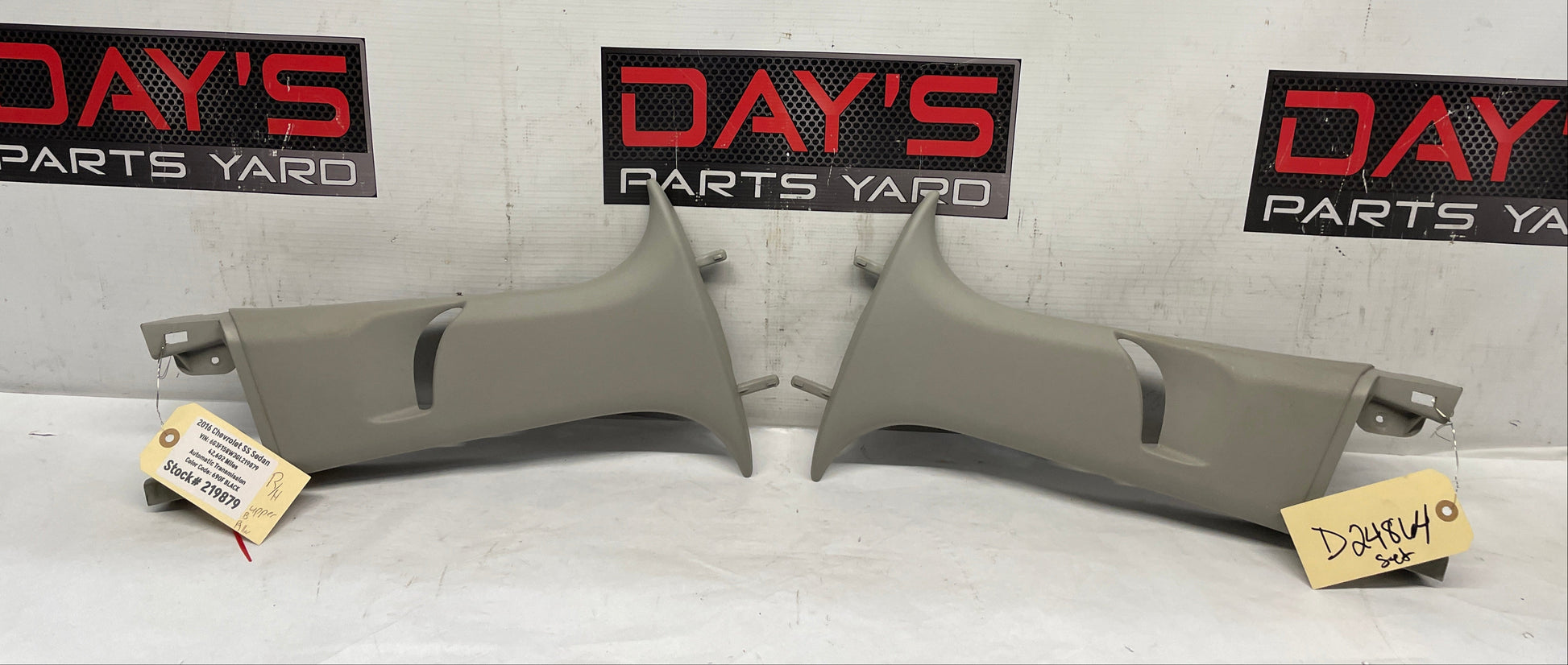 2016 Chevy SS Sedan RH & LH Interior Upper B Pillar Seat Belt Trim Panels OEM - Day's Parts Yard