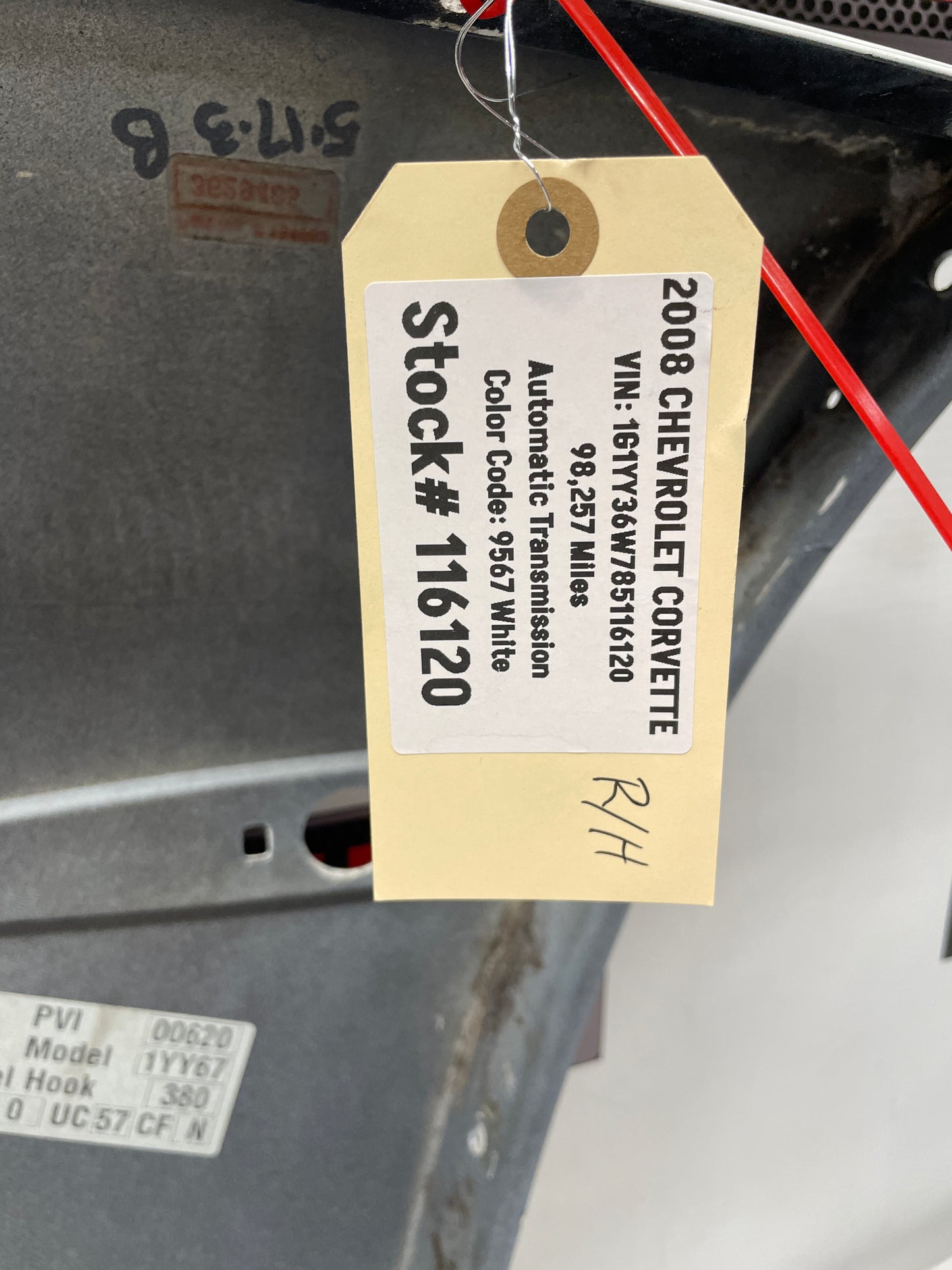 2008 Chevy Corvette RH Passenger Front Fender White OEM - Day's Parts Yard