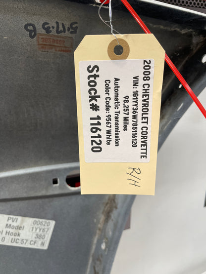 2008 Chevy Corvette RH Passenger Front Fender White OEM - Day's Parts Yard