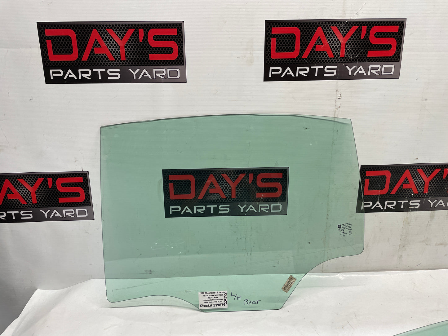 2016 Chevy SS Sedan LH Driver Rear Door Window Glass OEM - Day's Parts Yard
