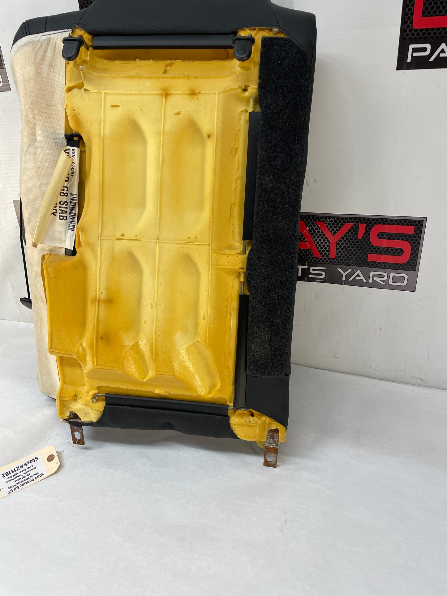 2009 Pontiac G8 GT LH Driver Rear Upper Seat Section OEM - Day's Parts Yard