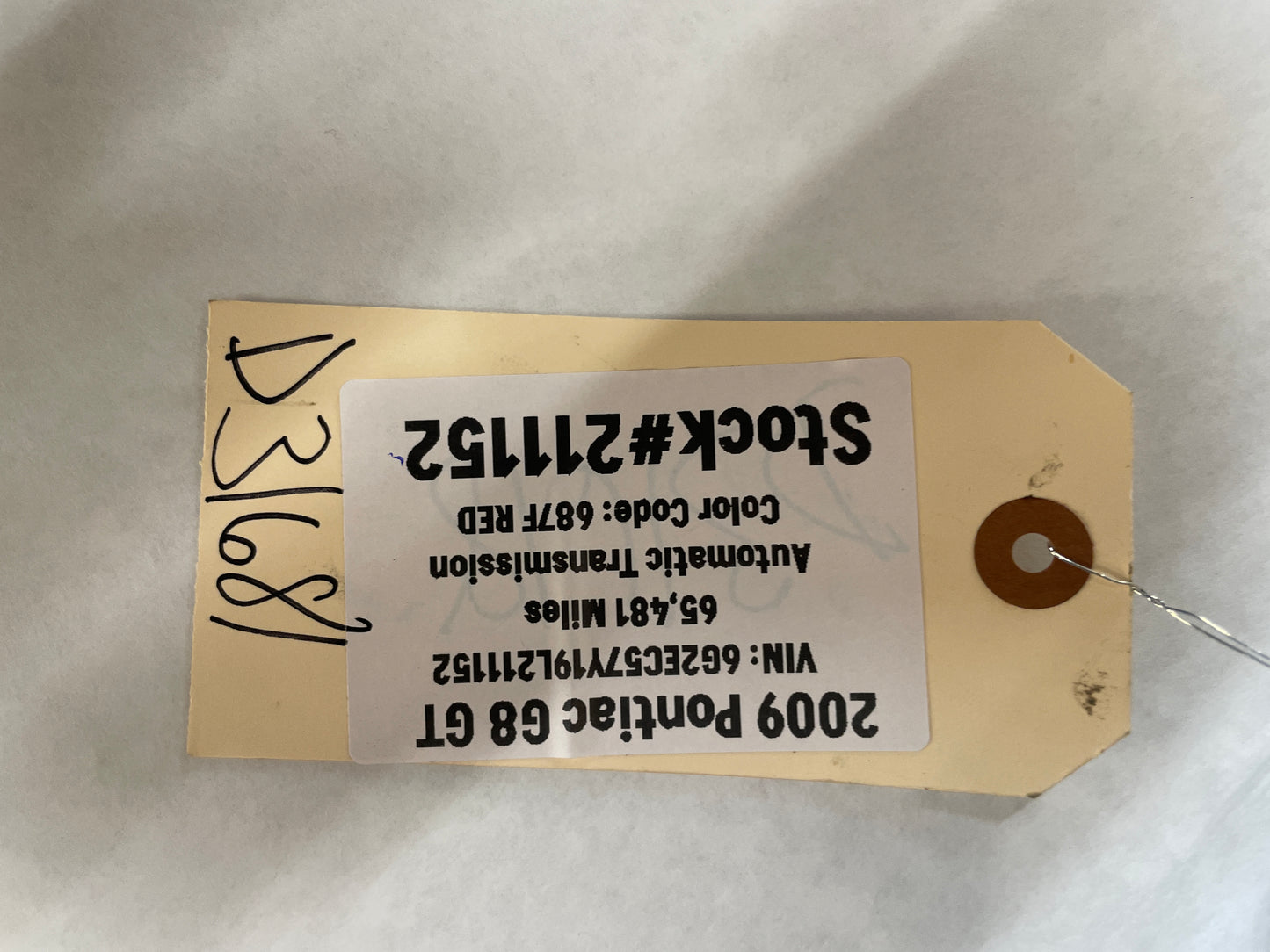 2009 Pontiac G8 GT LH Driver Rear Upper Seat Section OEM - Day's Parts Yard