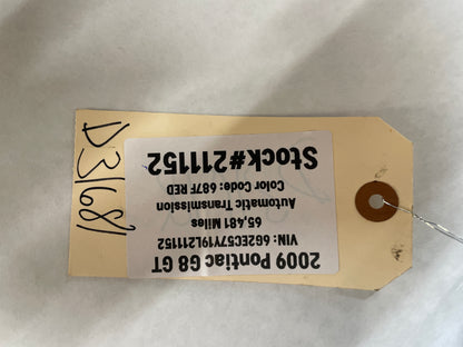 2009 Pontiac G8 GT LH Driver Rear Upper Seat Section OEM - Day's Parts Yard