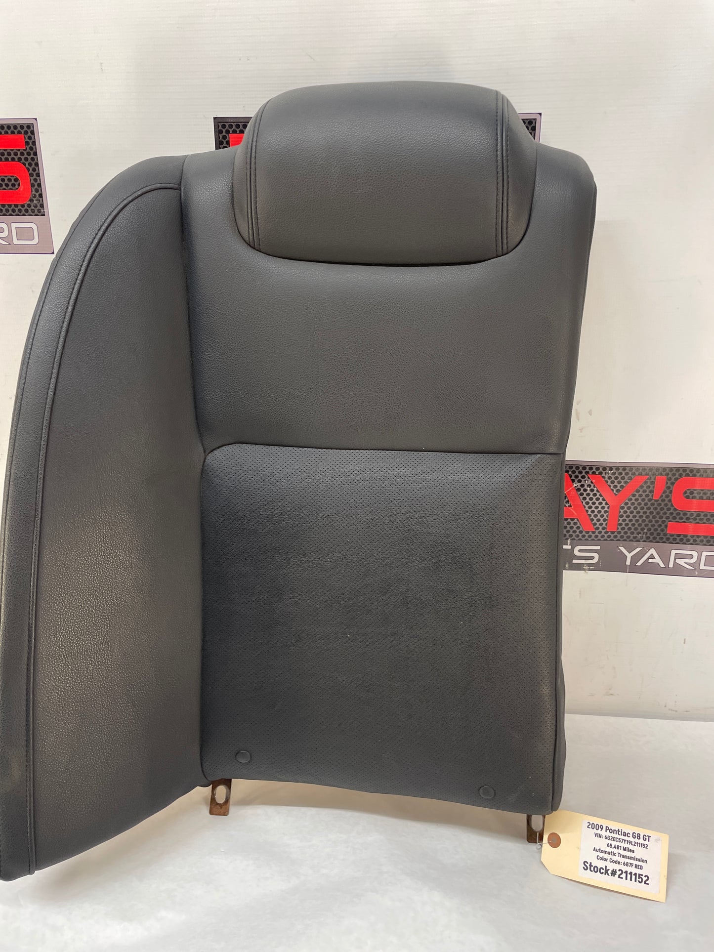 2009 Pontiac G8 GT RH Passenger Rear Upper Seat Section OEM - Day's Parts Yard