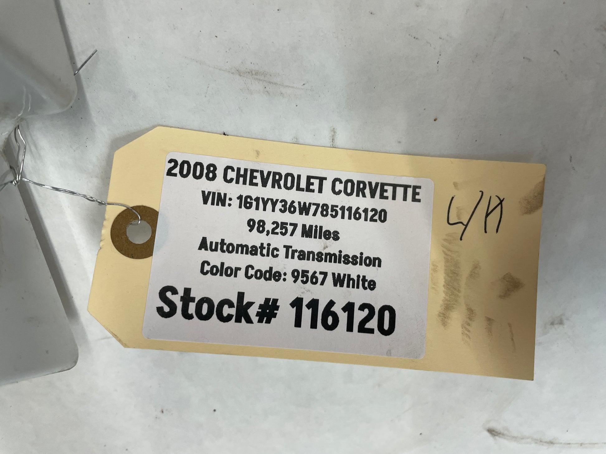 2008 Chevy Corvette LH Driver Front Fender White OEM - Day's Parts Yard