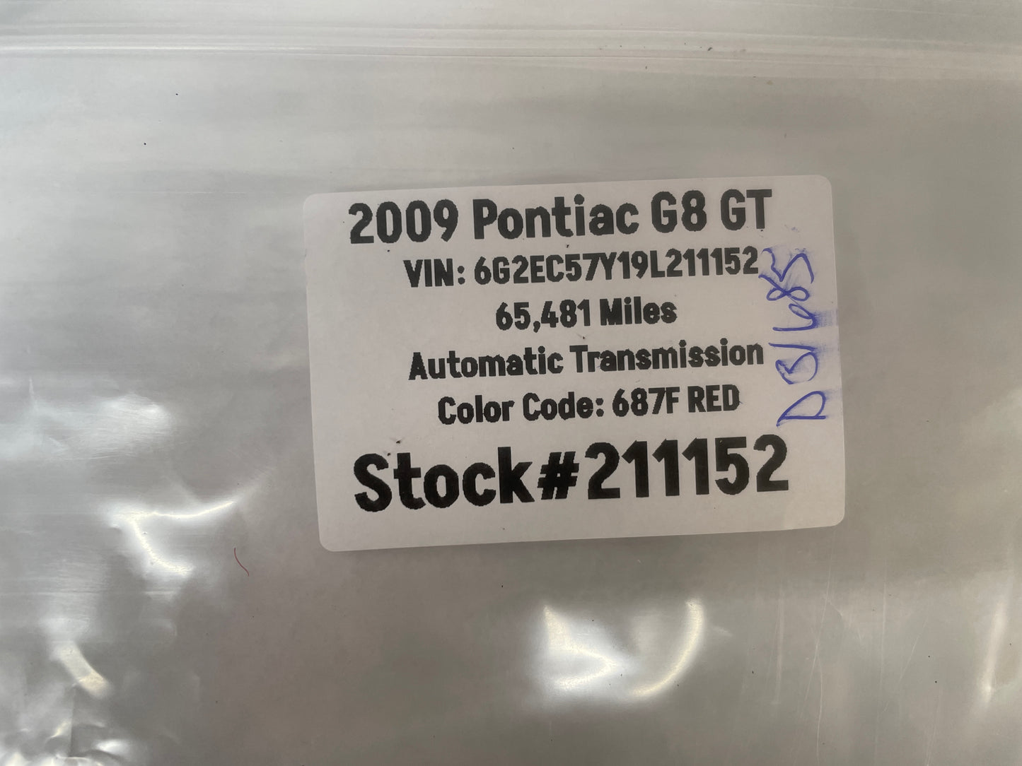 2009 Pontiac G8 GT LH Driver Exterior Door Handle w/ Bracket Red OEM - Day's Parts Yard