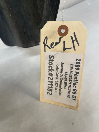 2009 Pontiac G8 GT LH Driver Rear Fender Wheel Well Liner House OEM - Day's Parts Yard