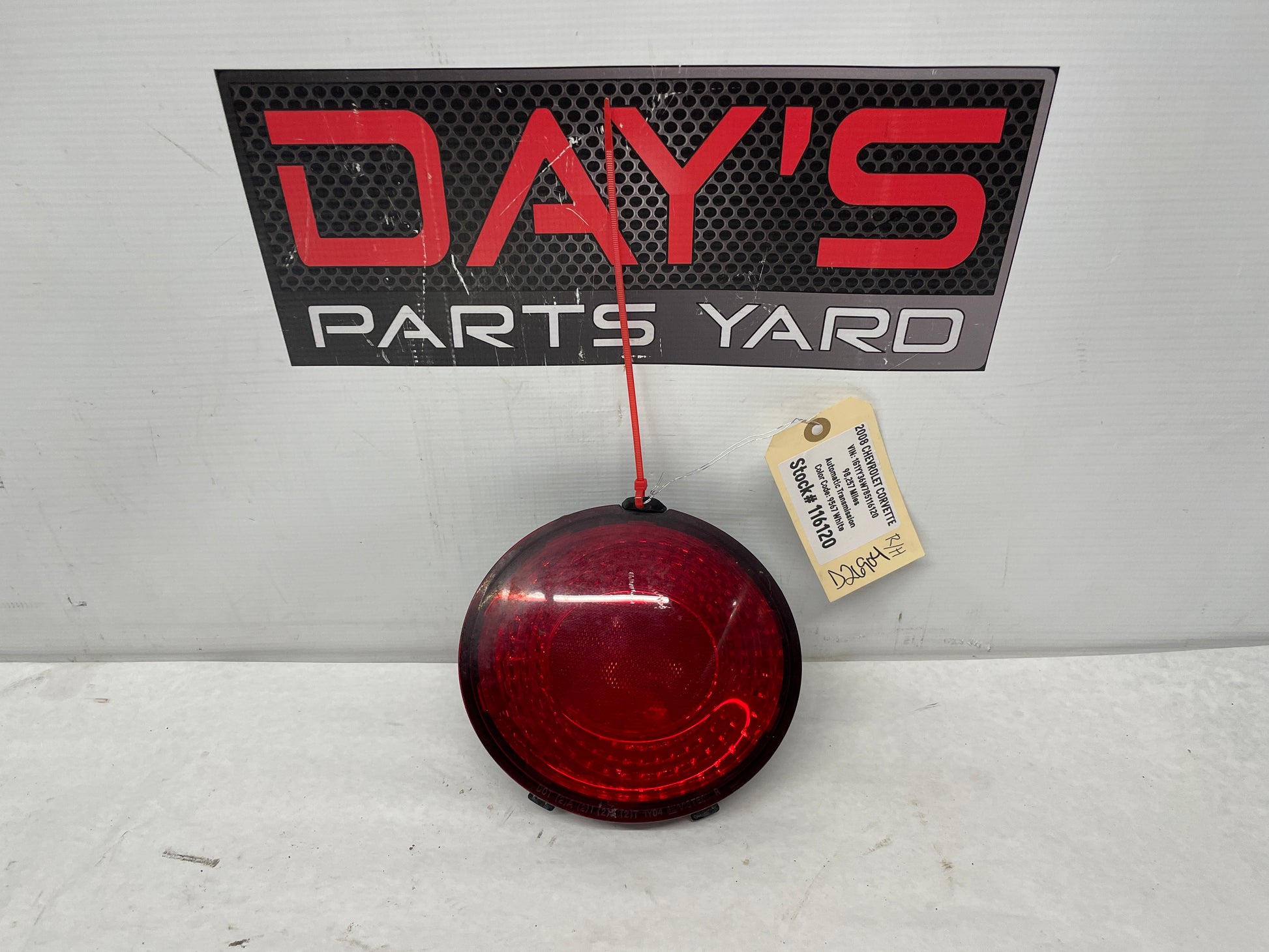2008 Chevy Corvette RH Passenger Taillight Tail Light Lamp OEM - Day's Parts Yard