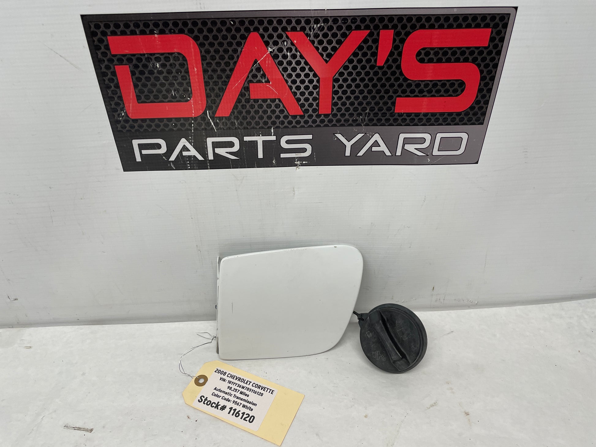 2008 Chevy Corvette Gas Fuel Tank Filler Door Cover W/Hinge White OEM - Day's Parts Yard